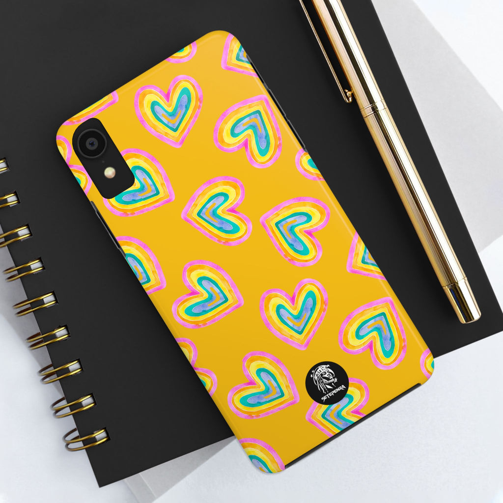 Rainbow Heart Tough Phone Case (For iPhone, Galaxy & More) - Yellow