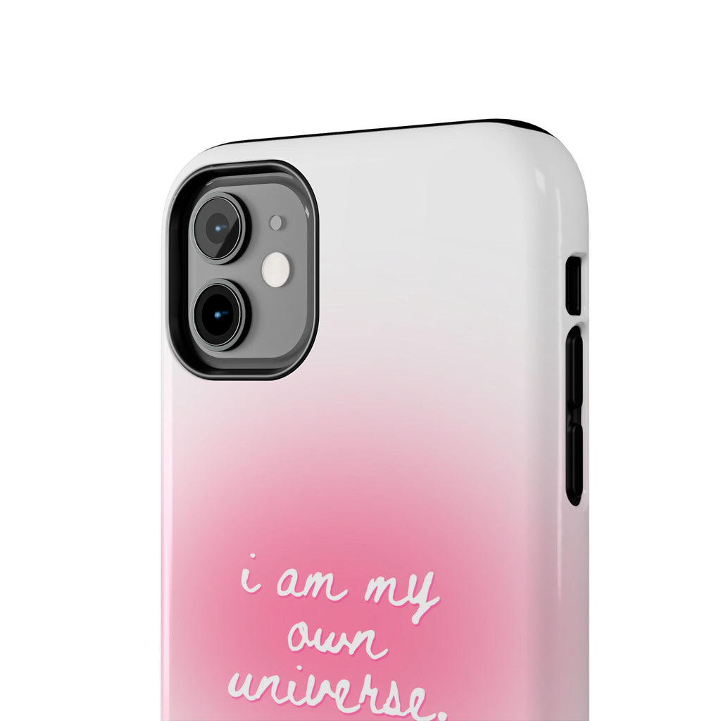 I Am My Own Universe — Pink On White Protective Cover Tough Phone Case