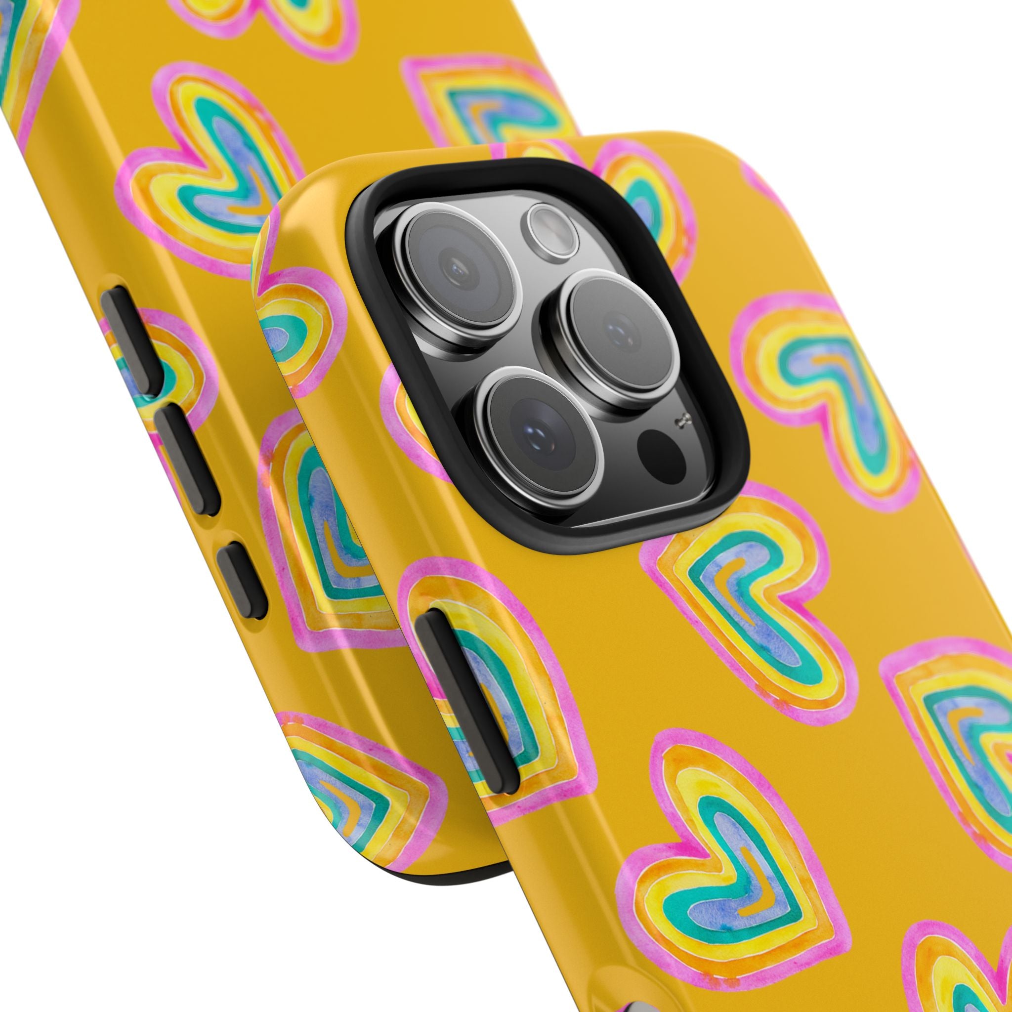 Rainbow Heart Tough Phone Case (For iPhone, Galaxy & More) - Yellow