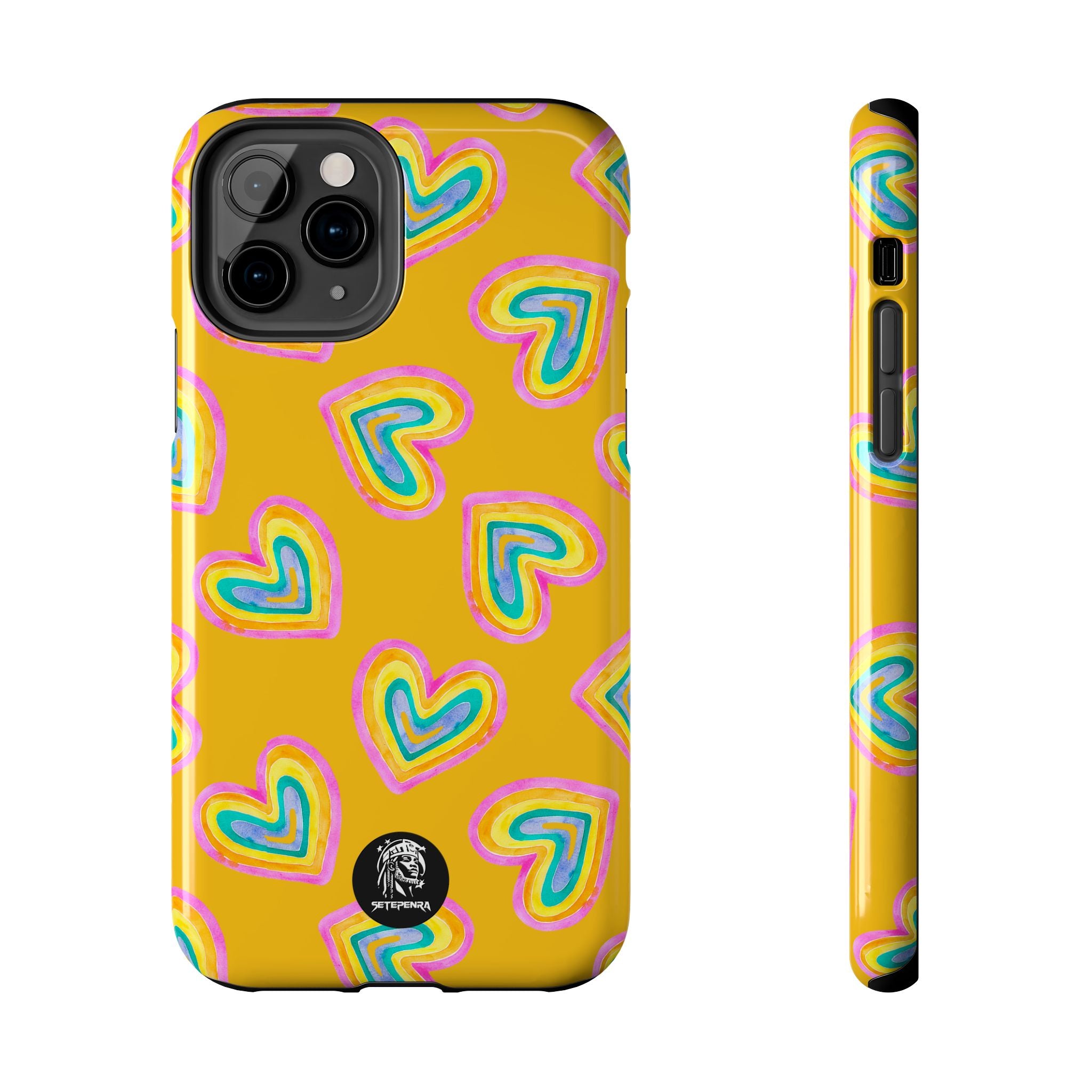 Rainbow Heart Tough Phone Case (For iPhone, Galaxy & More) - Yellow SETEPENRA Phone Case.