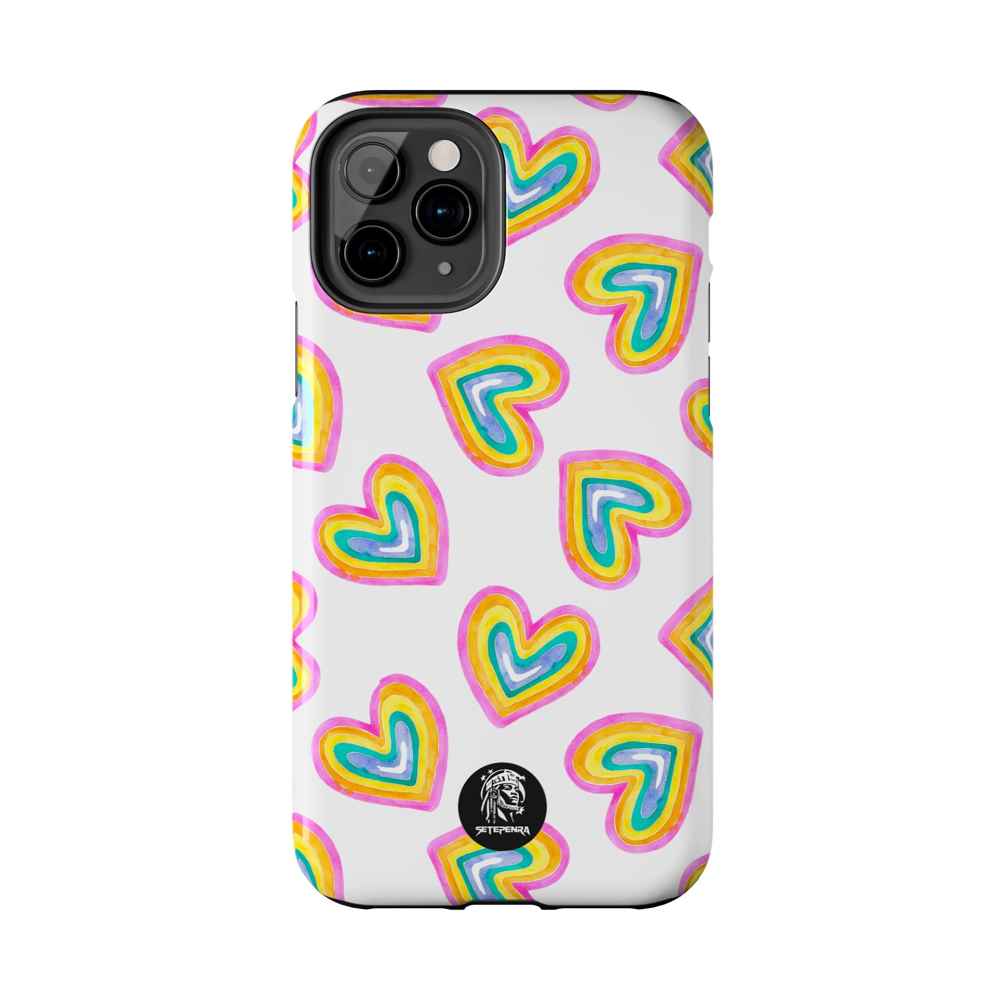 Rainbow Heart Tough Phone Case (For iPhone, Galaxy & More) - White