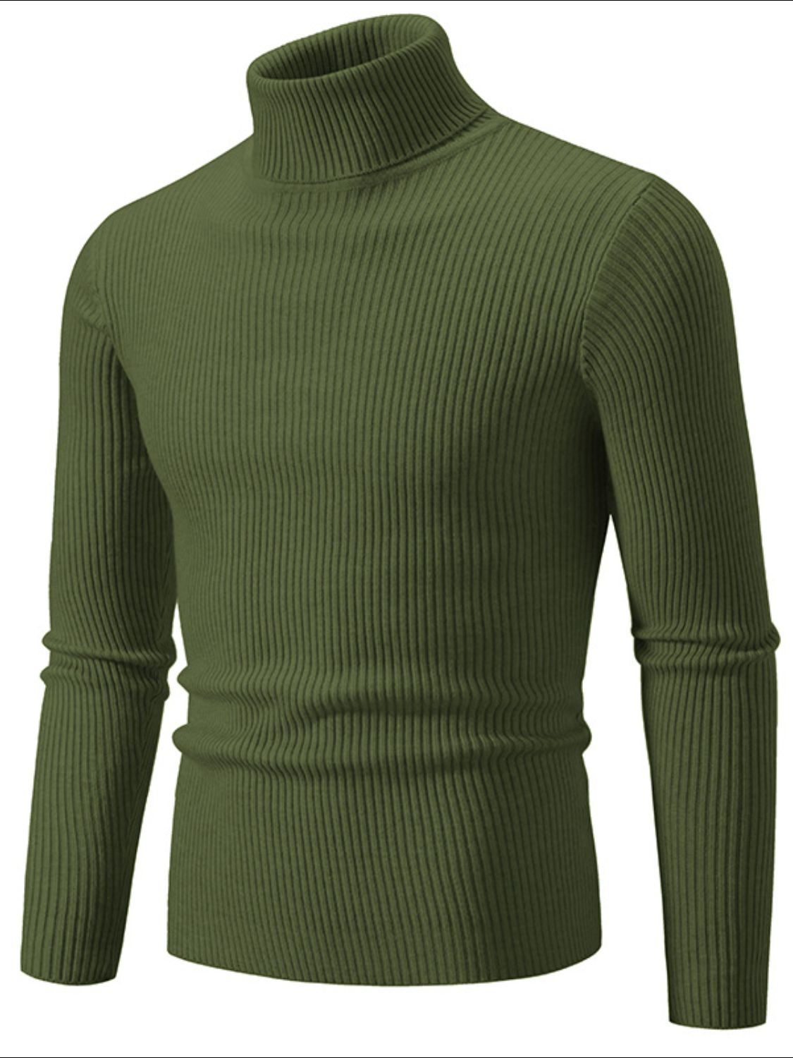 Men's Turtleneck Long Sleeve Ribbed Sweater SETEPENRA .