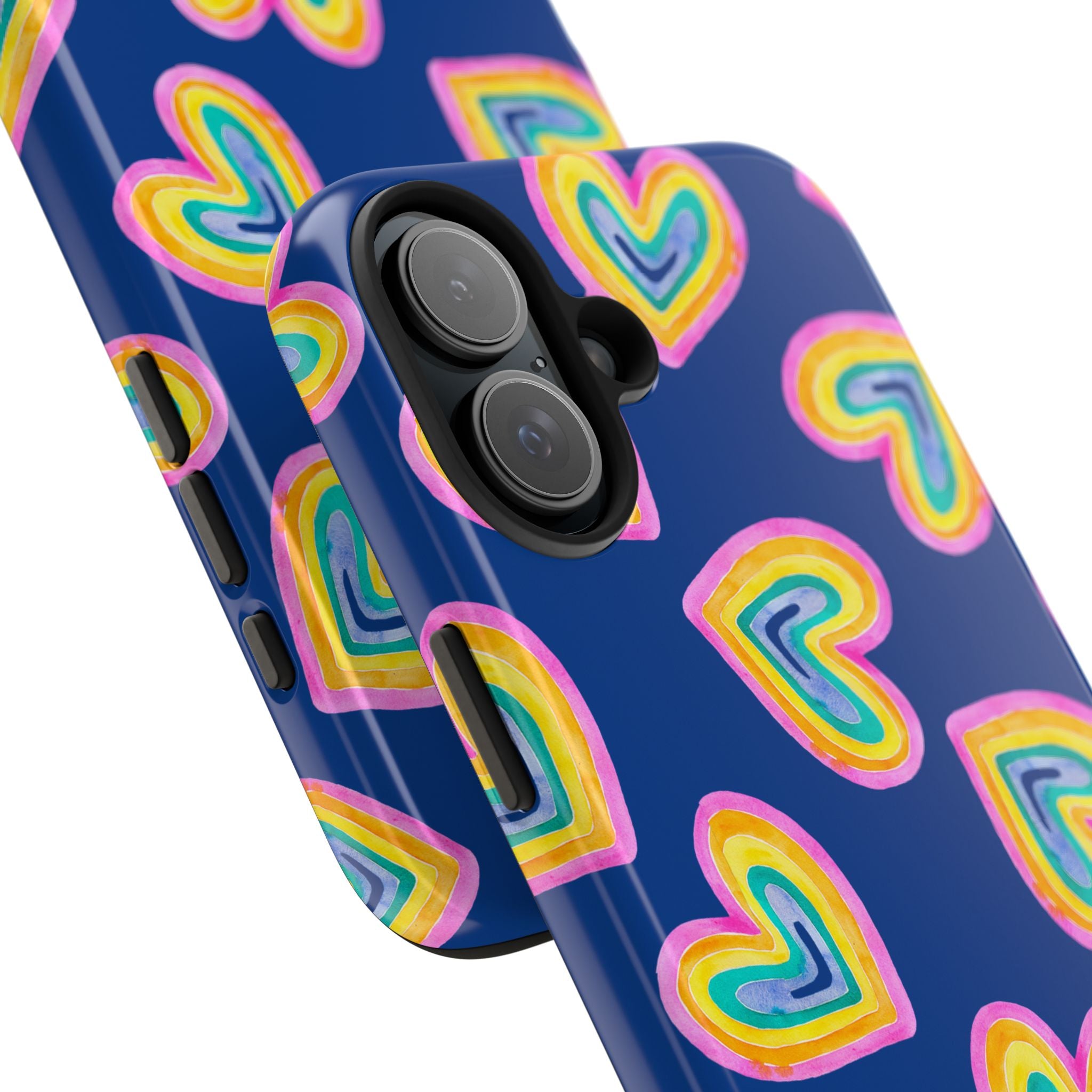 Rainbow Heart Tough Phone Case (For iPhone, Galaxy & More) - Dark Blue
