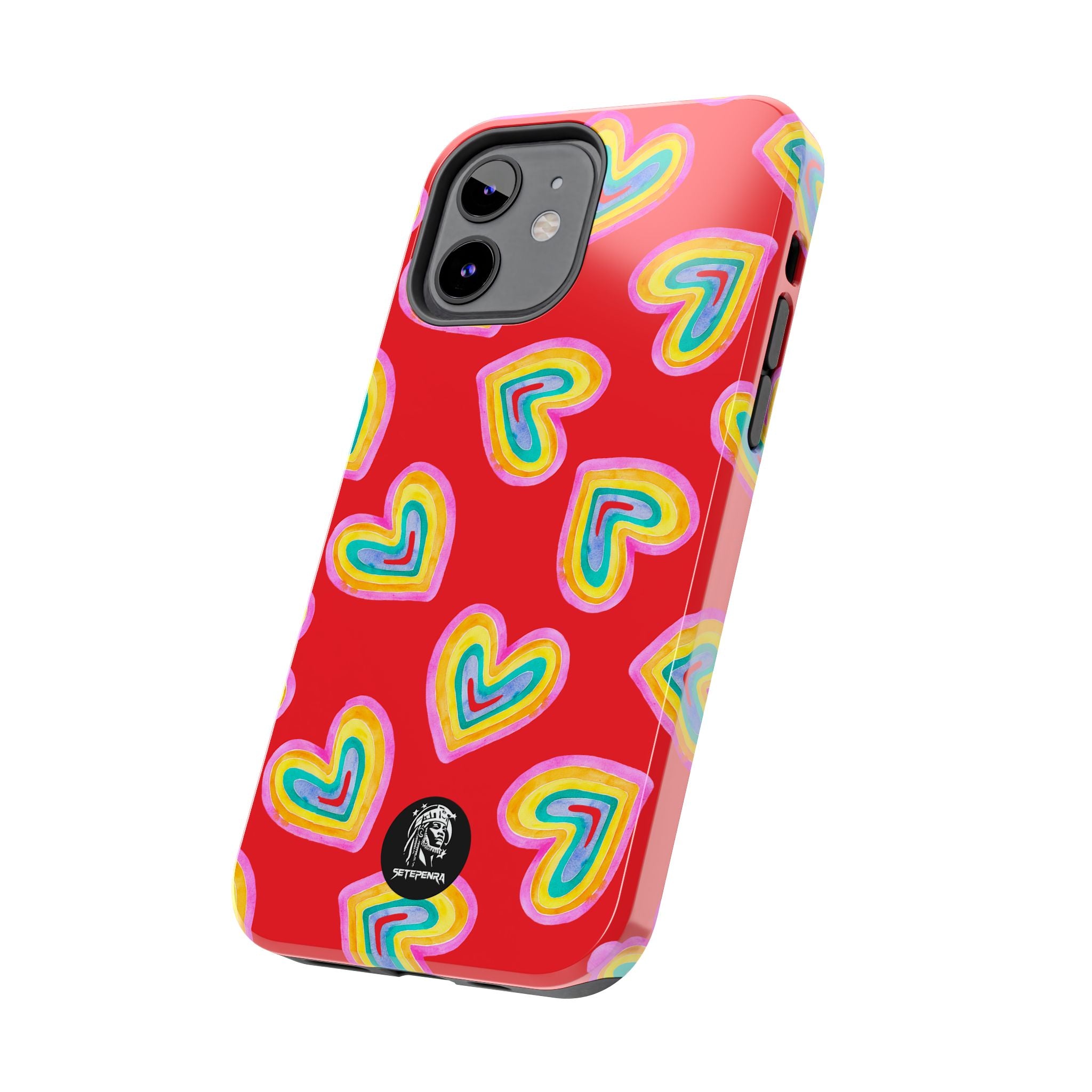 Rainbow Heart Tough Phone Case (For iPhone, Galaxy & More) - Red