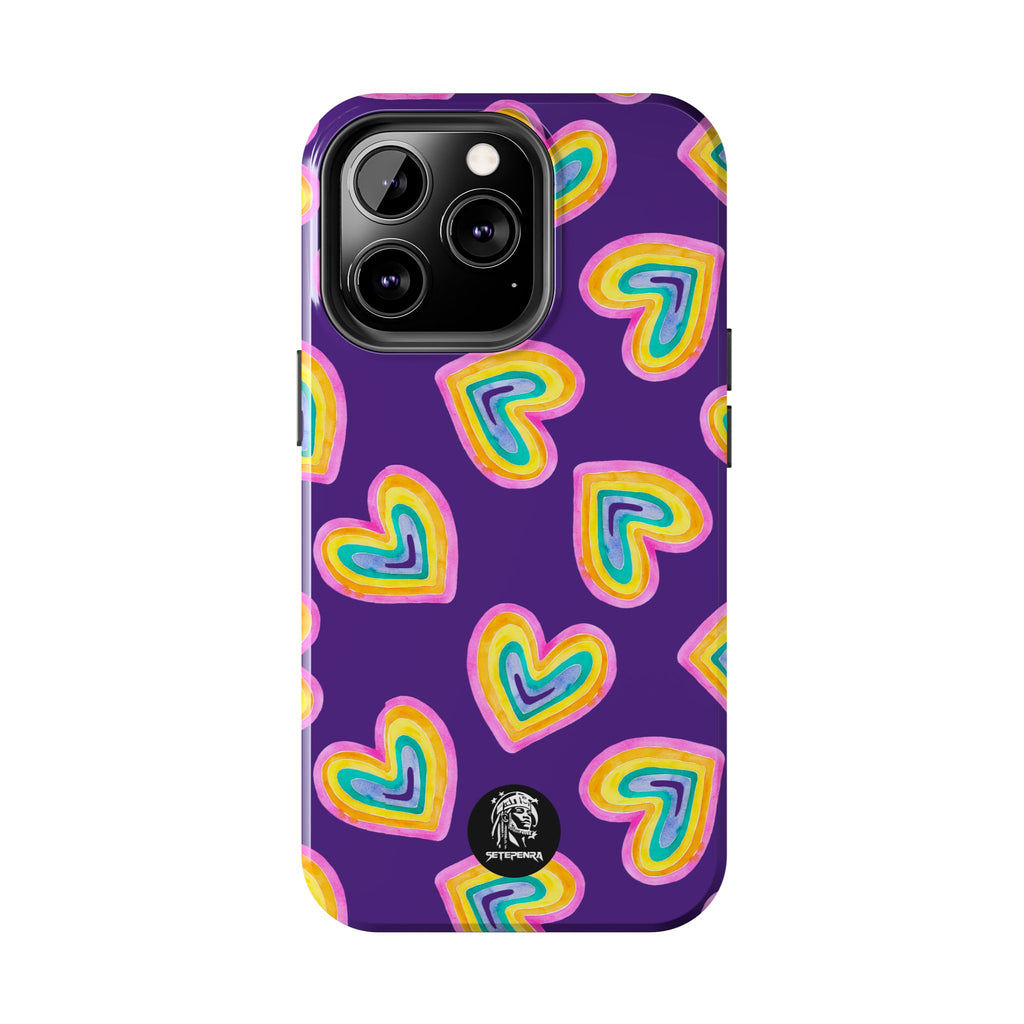Rainbow Heart Tough Phone Case (For iPhone, Galaxy & More) - Purple
