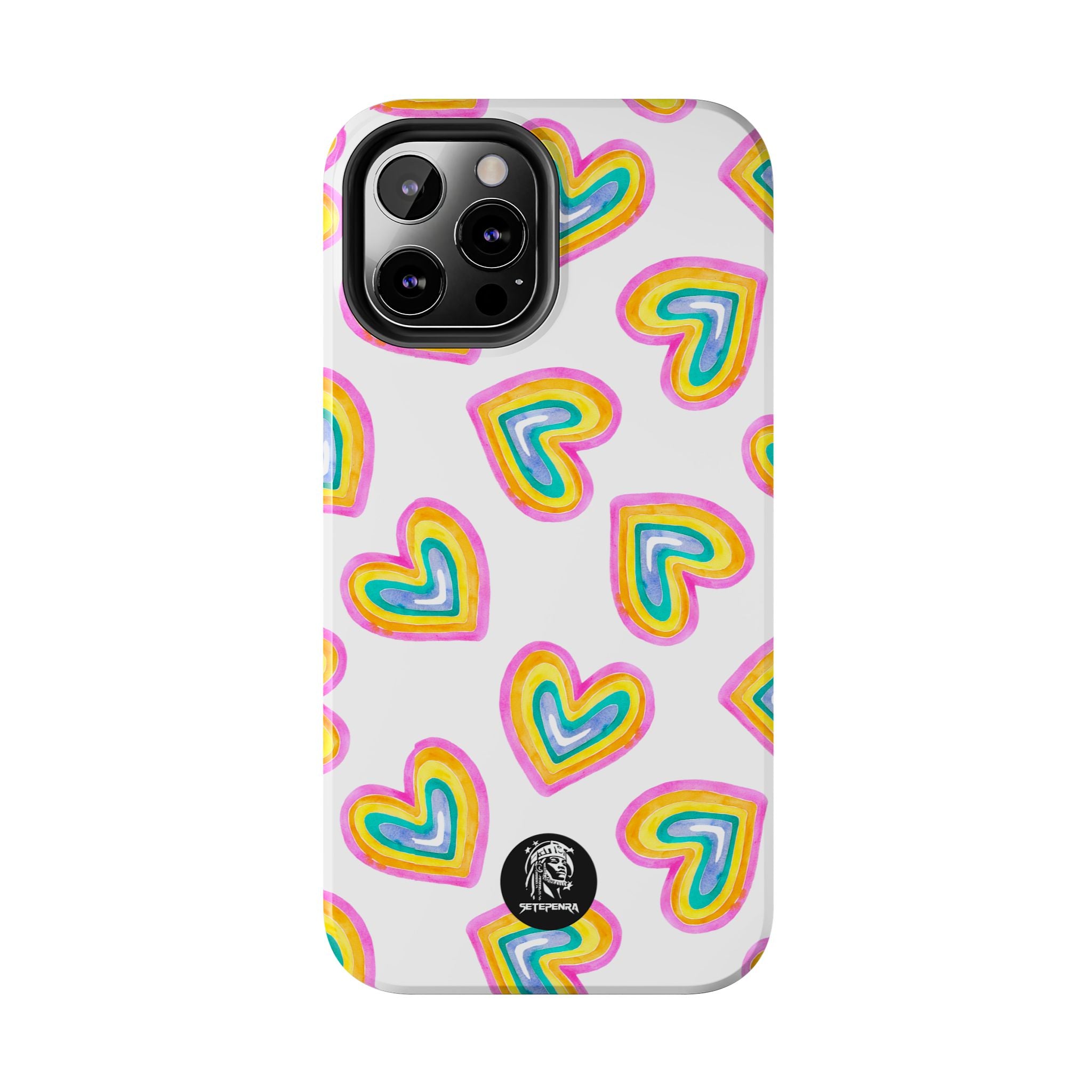 Rainbow Heart Tough Phone Case (For iPhone, Galaxy & More) - White