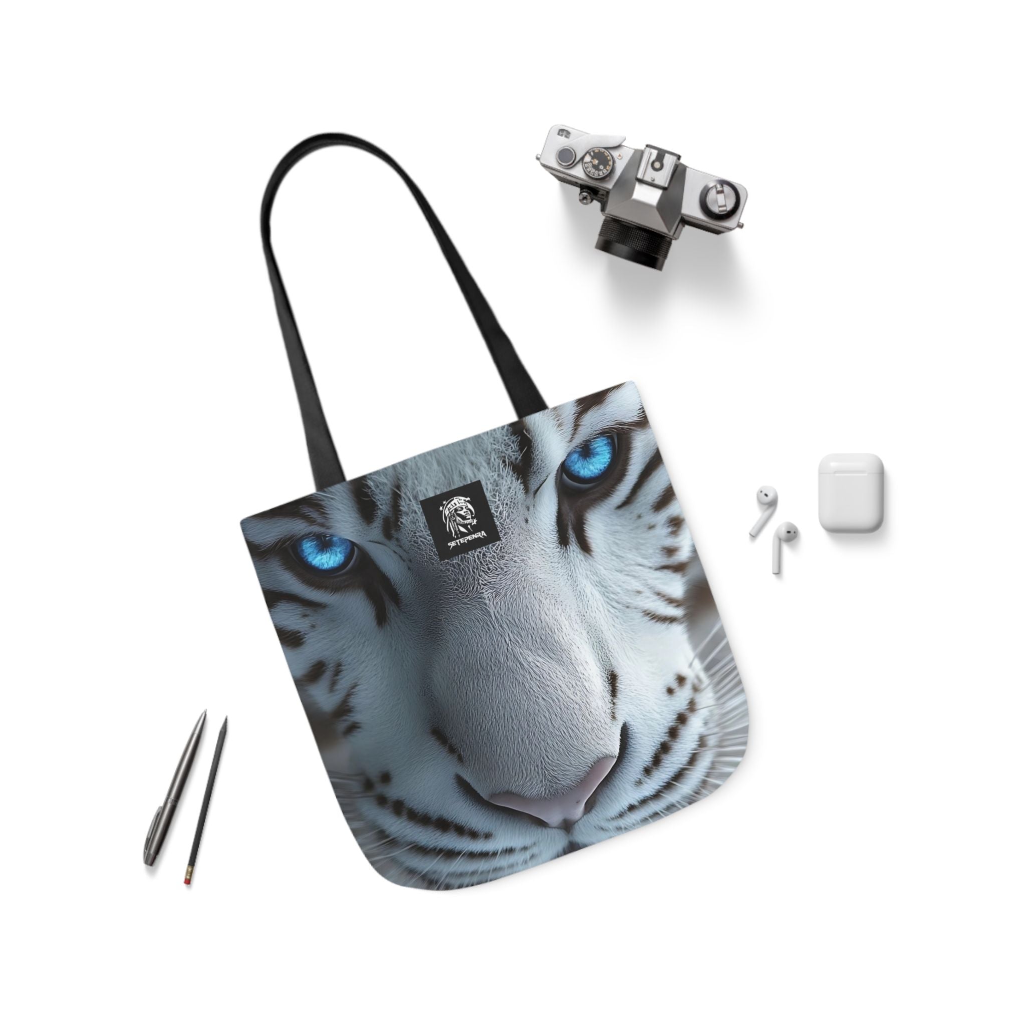 Primal Power Canvas Tote Bag, 5-Color Straps - White Tiger (2nd Edition)