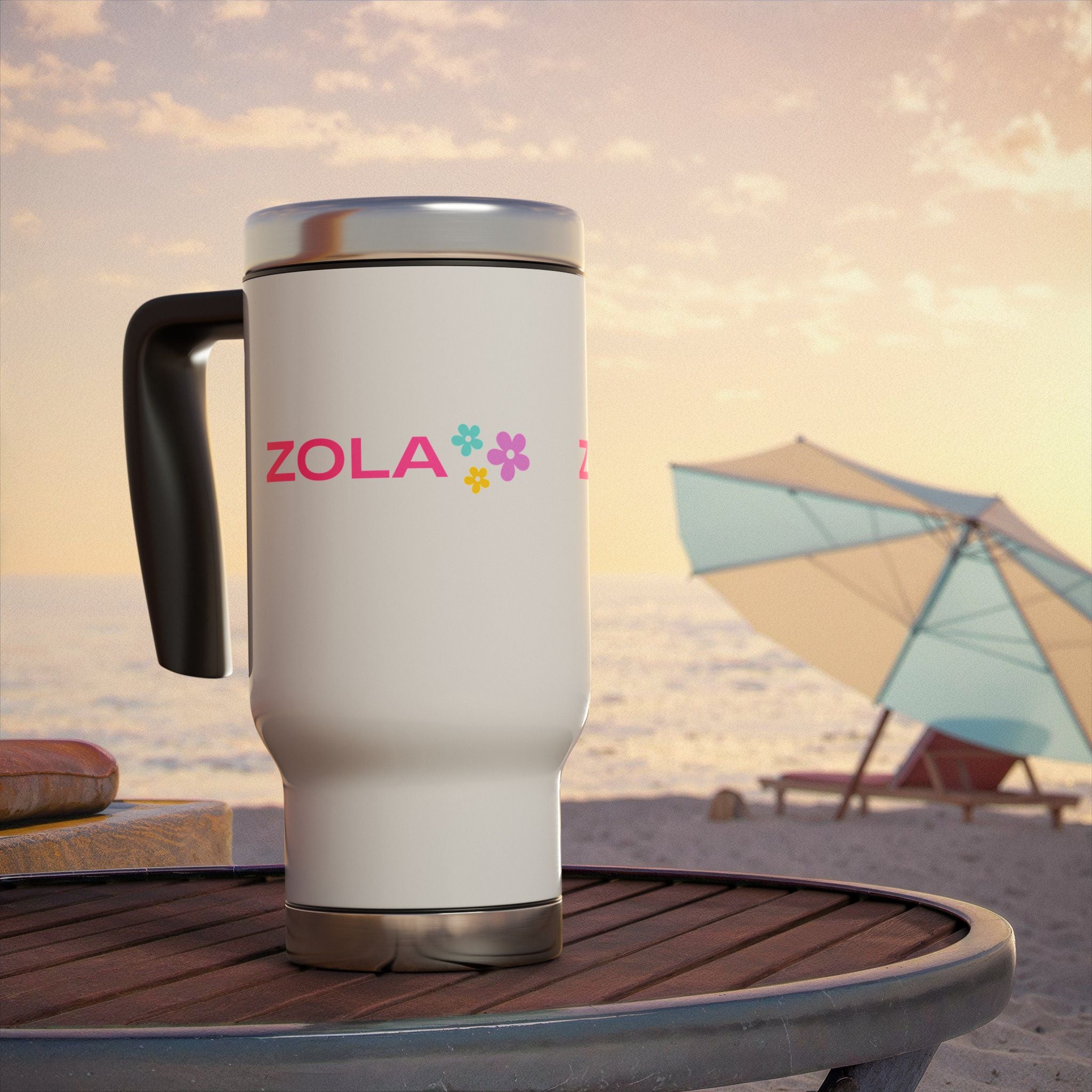 Zola Stainless Steel Travel Mug With Handle, 14oz