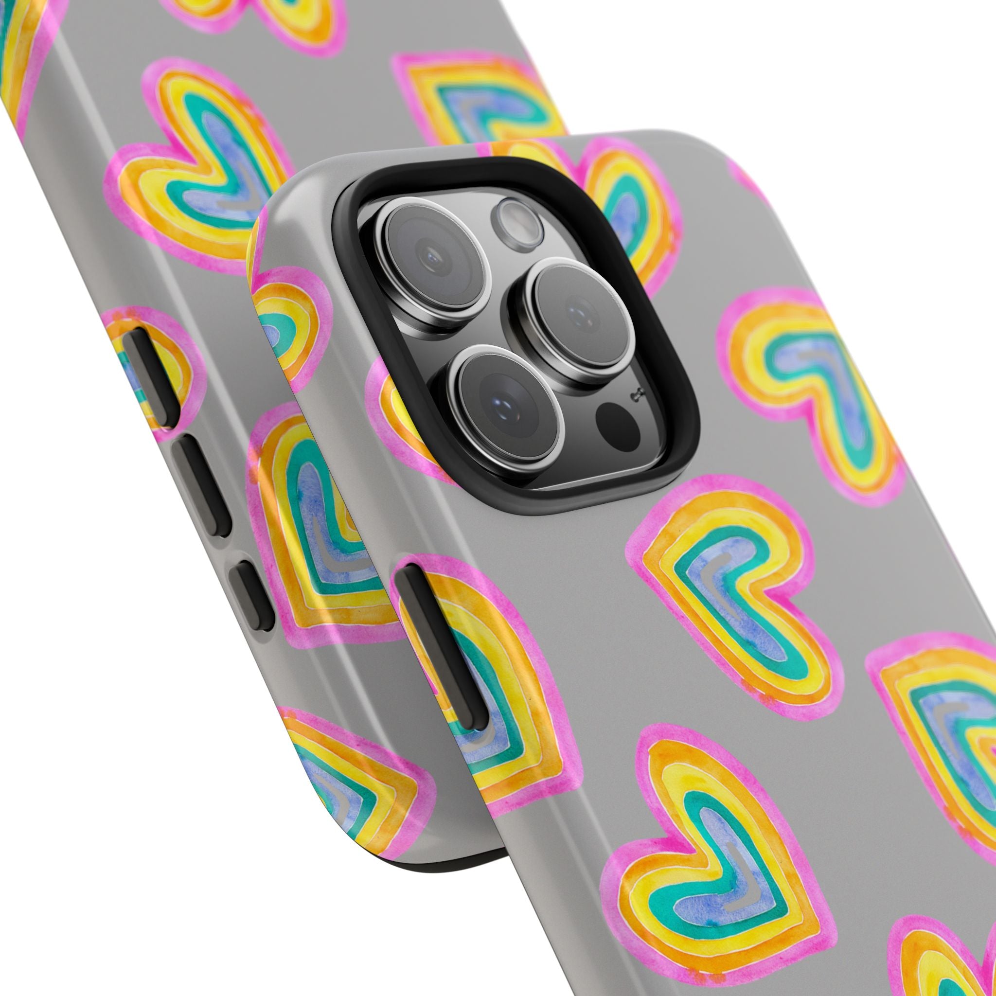 Rainbow Heart Tough Phone Case (For iPhone, Galaxy & More) - Light Grey SETEPENRA Phone Case.