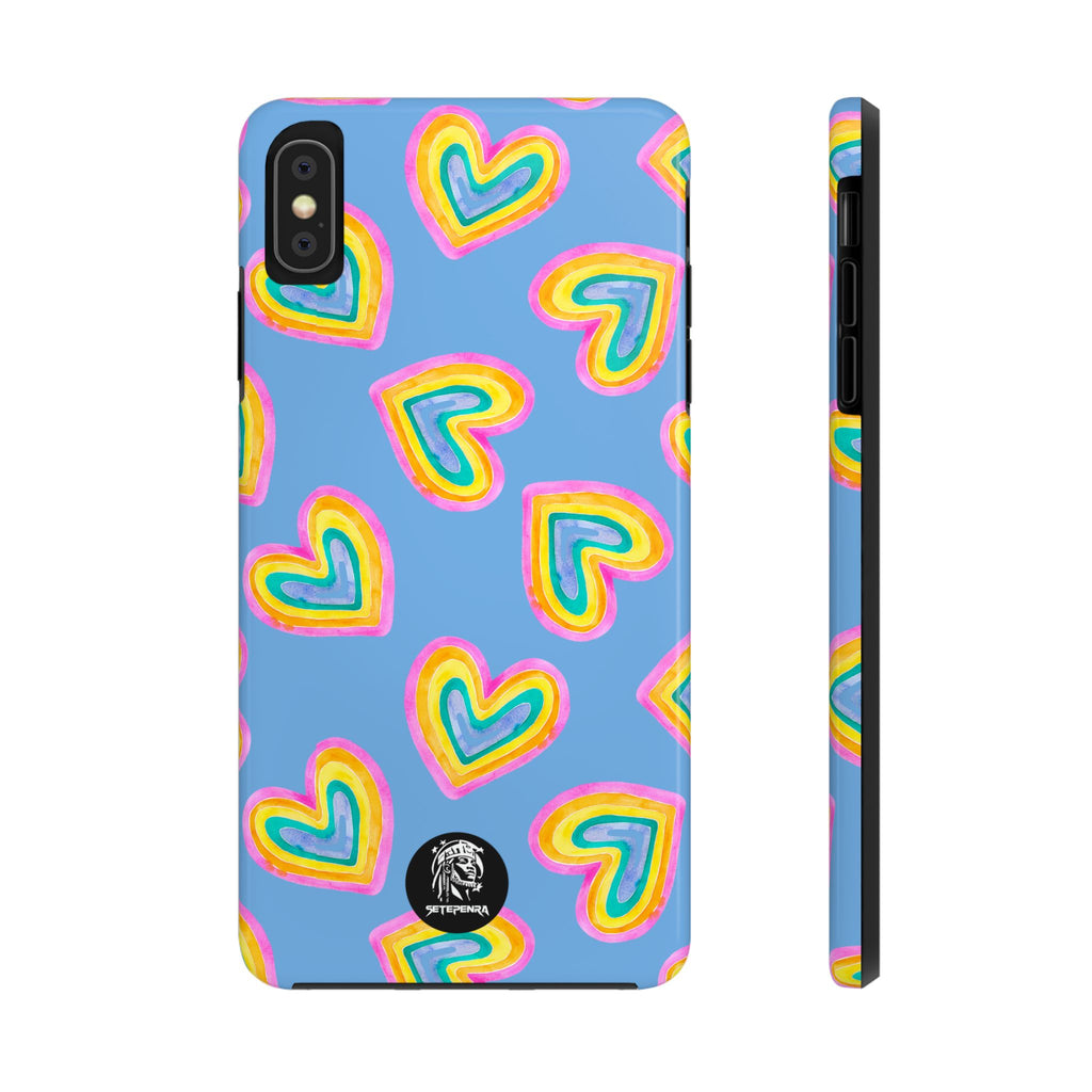 Rainbow Heart Tough Phone Case (For iPhone, Galaxy & More) - Light Blue SETEPENRA Phone Case.
