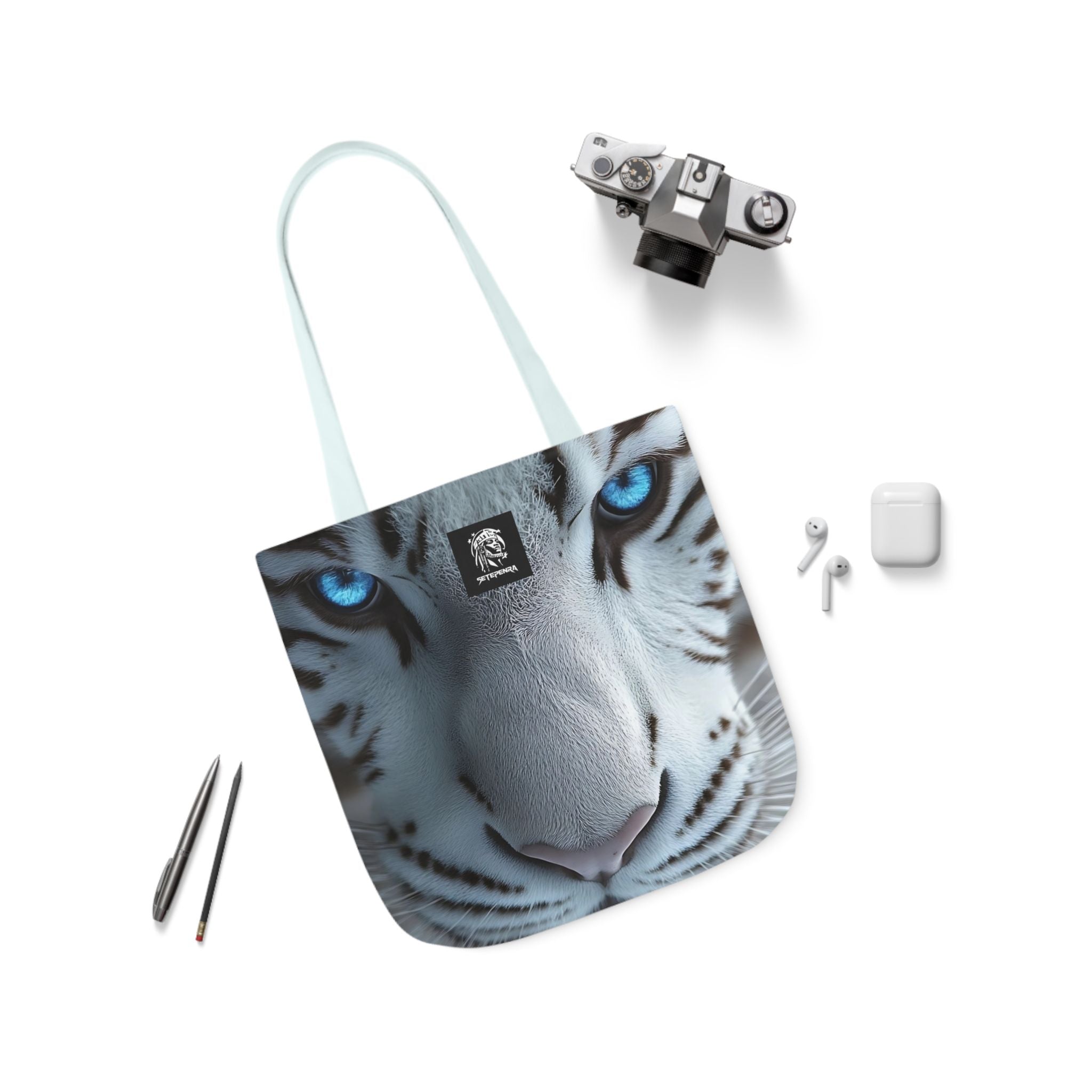 Primal Power Canvas Tote Bag, 5-Color Straps - White Tiger (2nd Edition)