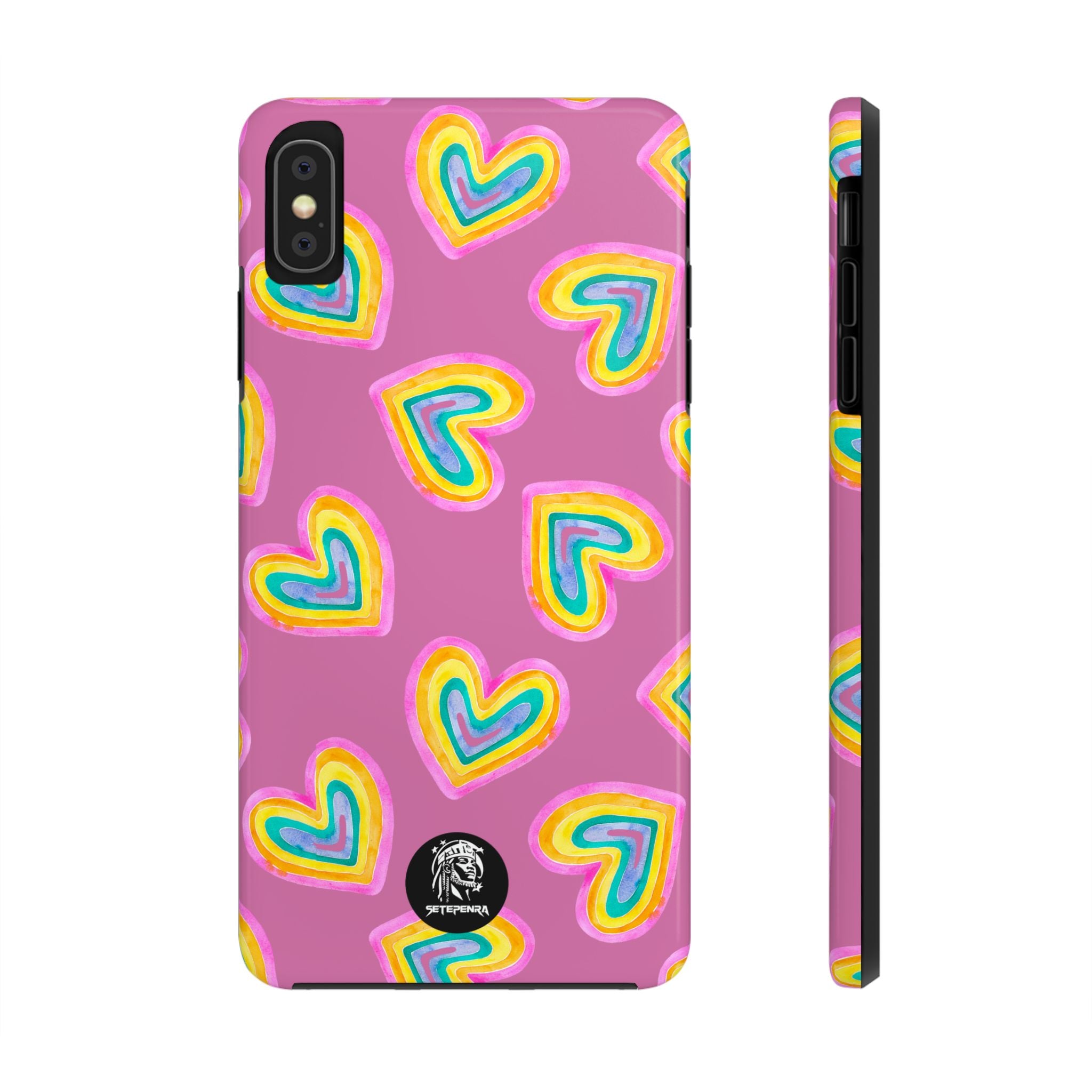 Rainbow Heart Tough Phone Case (For iPhone, Galaxy & More) - Light Pink SETEPENRA Phone Case.