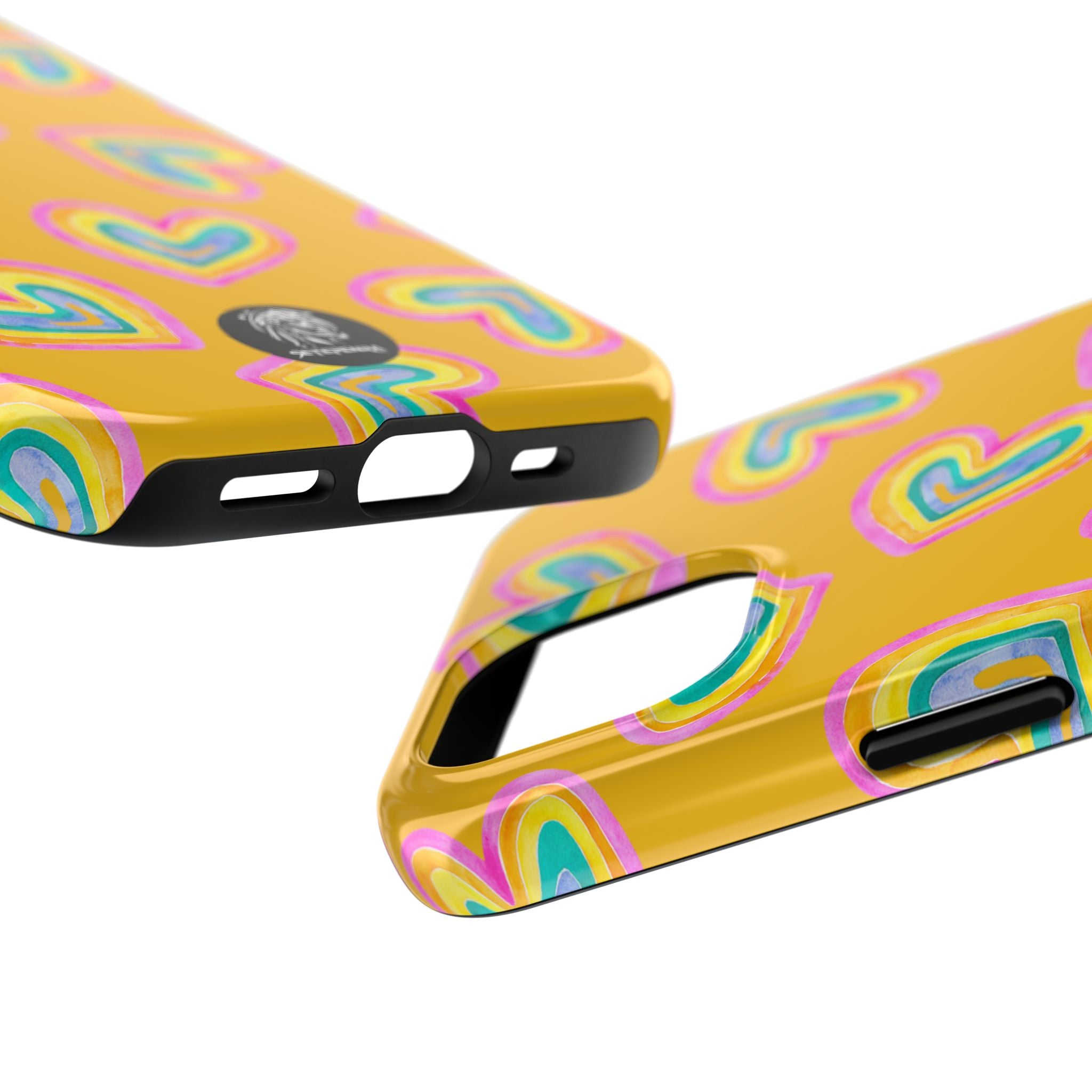 Rainbow Heart Tough Phone Case (For iPhone, Galaxy & More) - Yellow