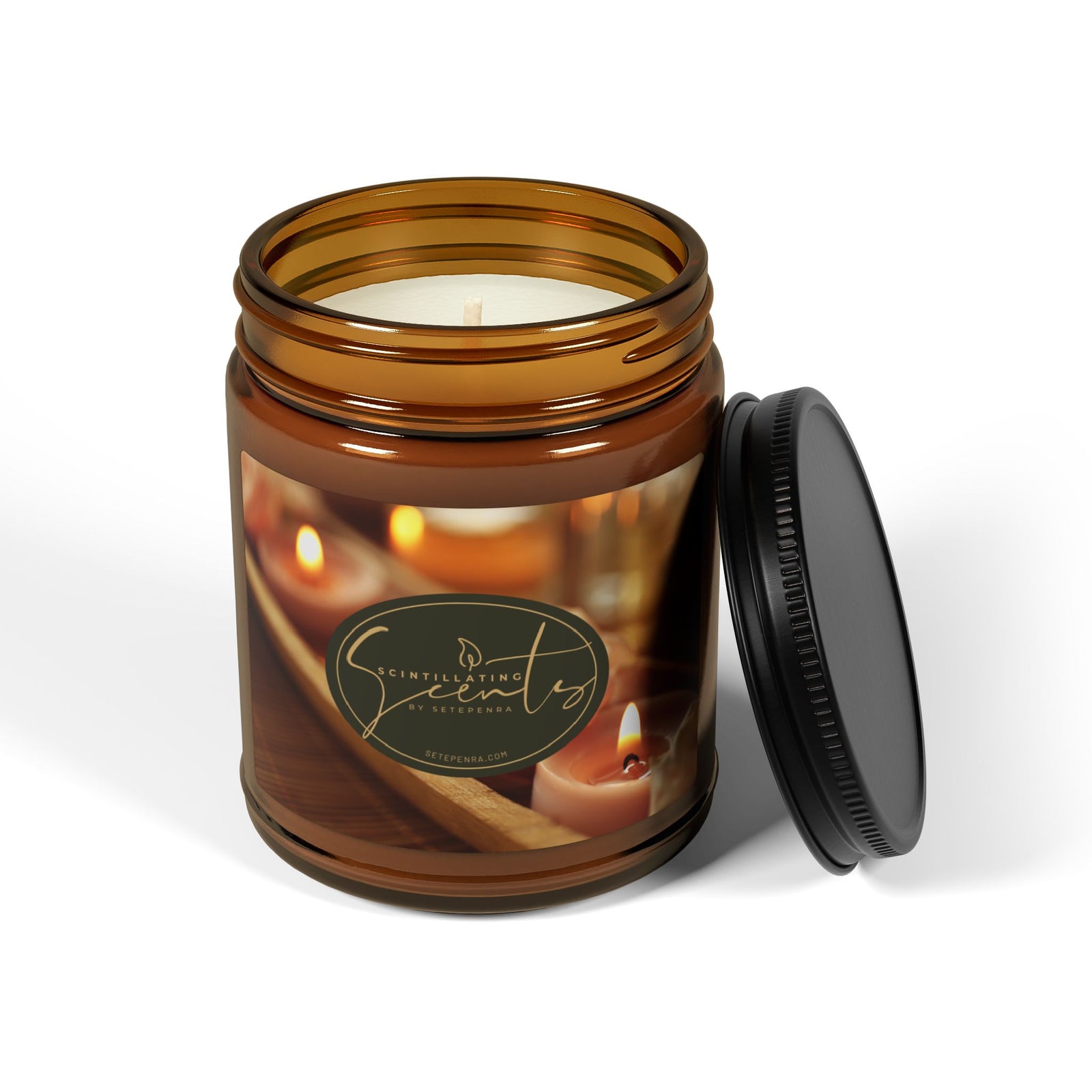 Scintillating Scents by SETEPENRA Scented Soy Candle (Multi-Size, Amber Jar) SETEPENRA Home Decor.