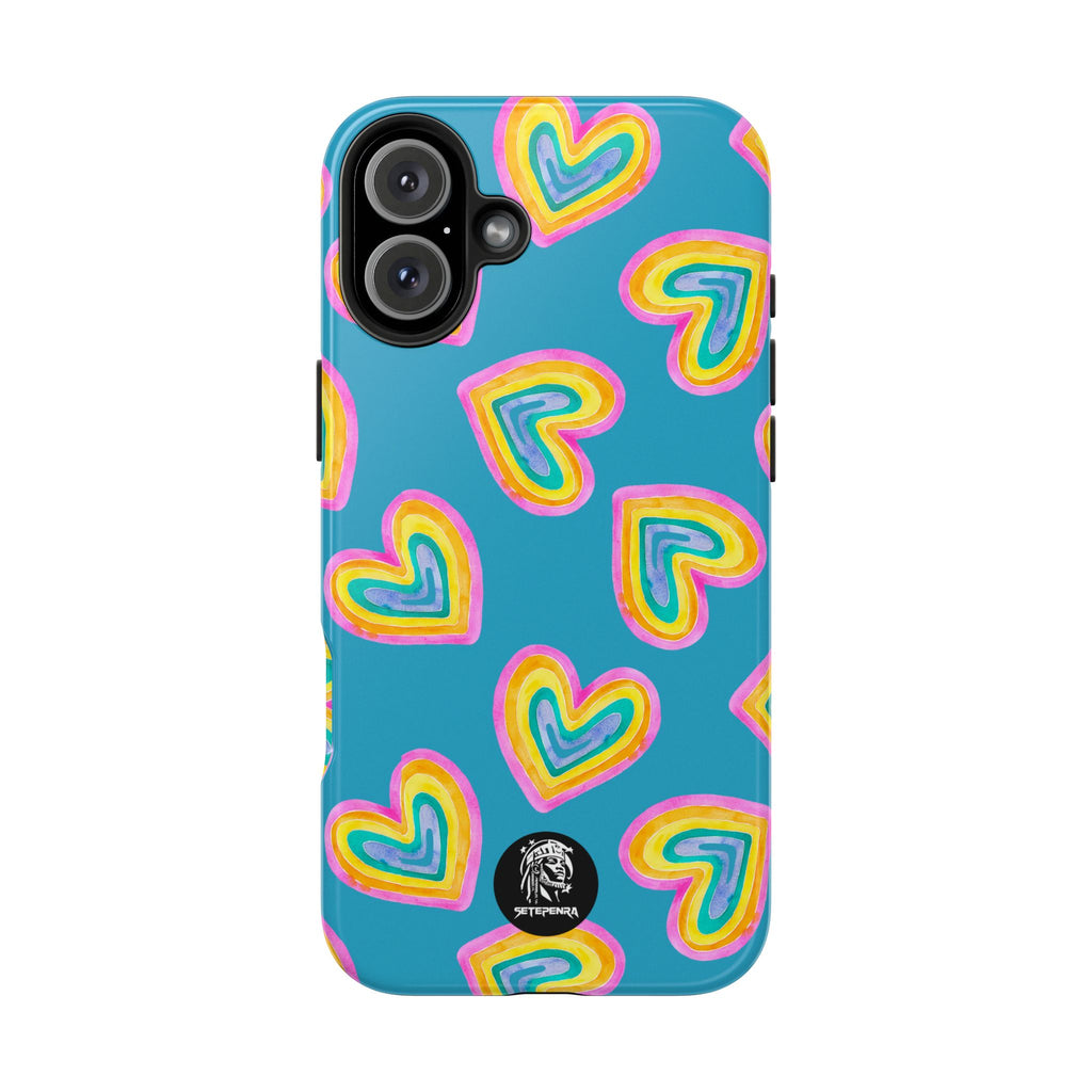 Rainbow Heart Tough Phone Case (For iPhone, Galaxy & More) - Turquoise