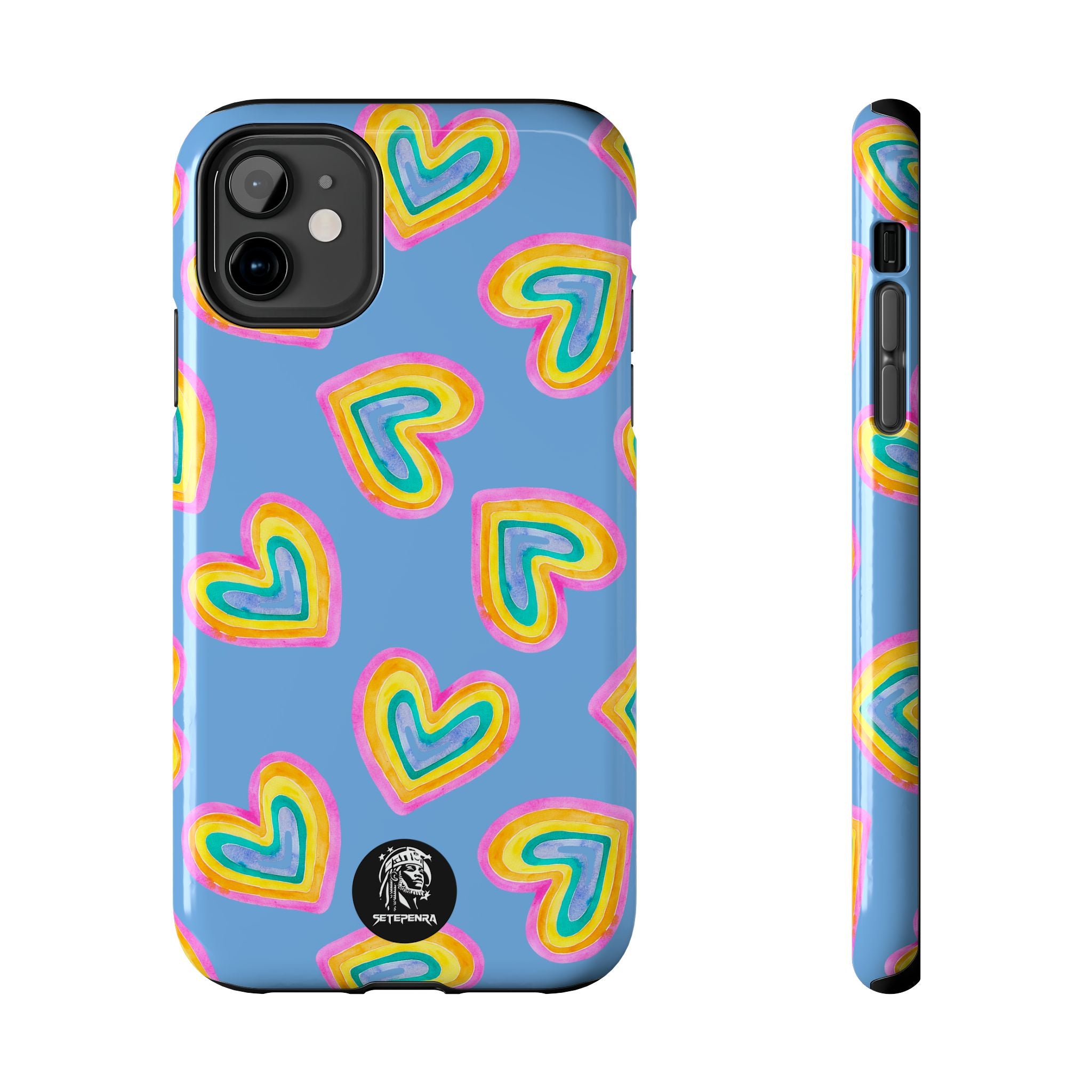 Rainbow Heart Tough Phone Case (For iPhone, Galaxy & More) - Light Blue SETEPENRA Phone Case.