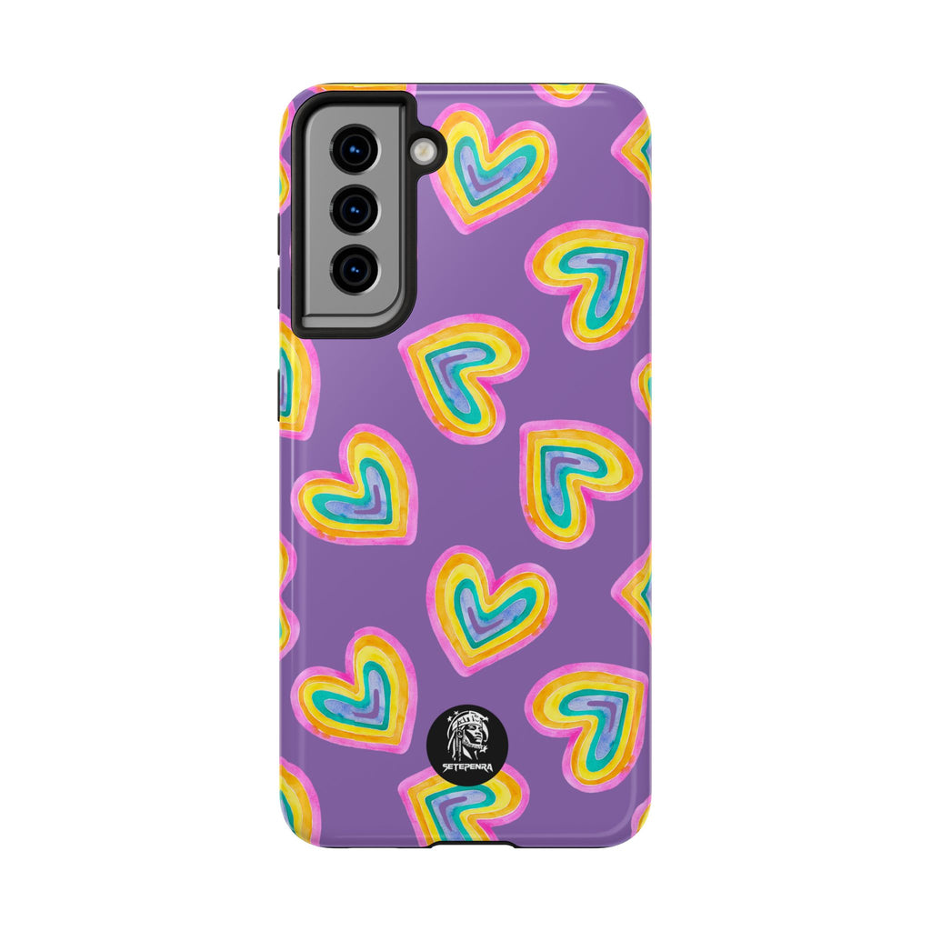 Rainbow Heart Tough Phone Case (For iPhone, Galaxy & More) - Light Purple