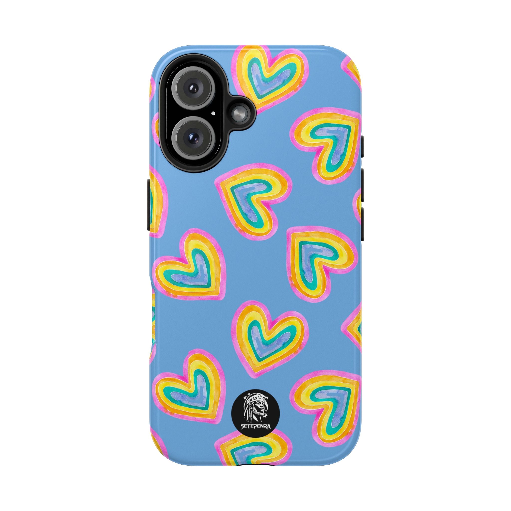 Rainbow Heart Tough Phone Case (For iPhone, Galaxy & More) - Light Blue