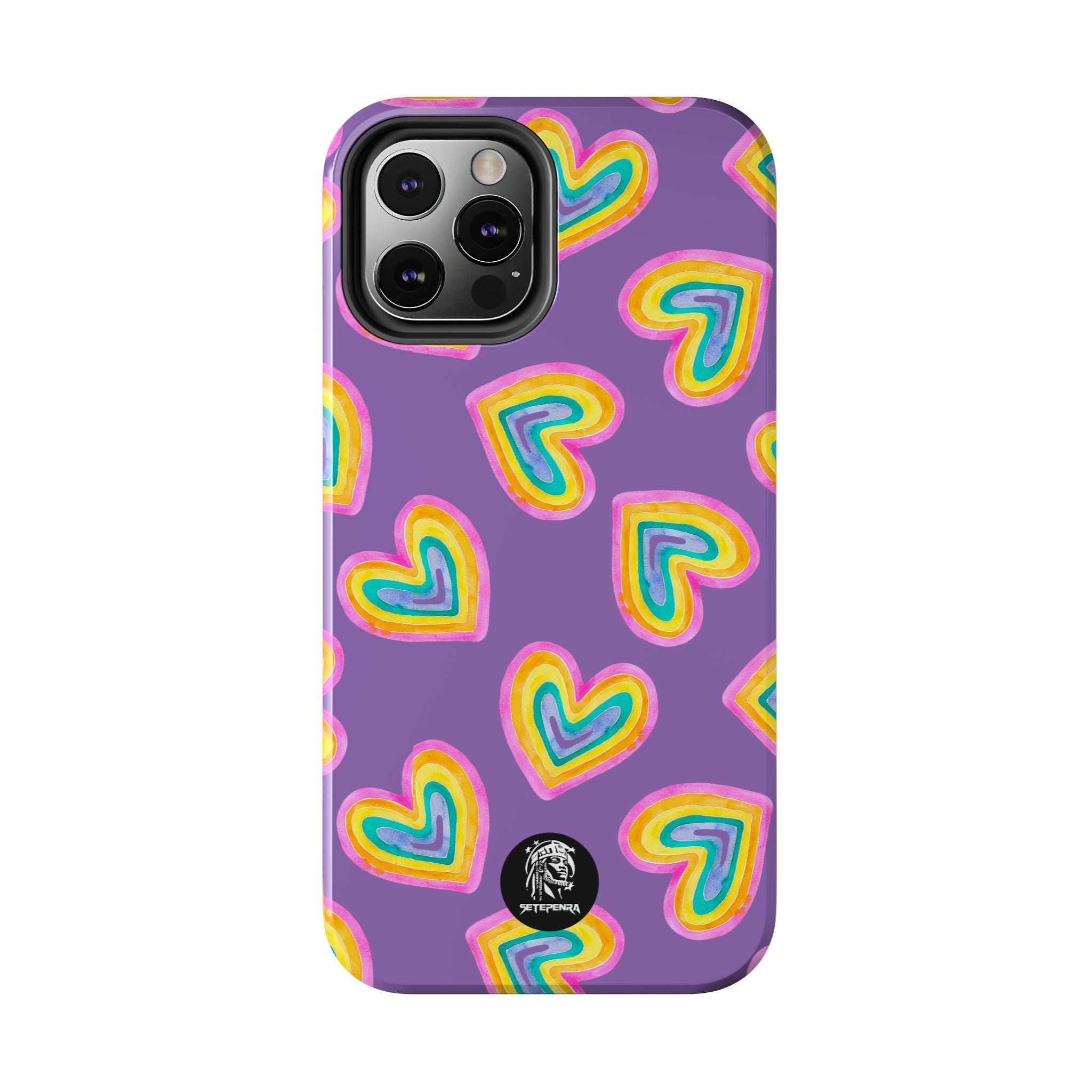 Rainbow Heart Tough Phone Case (For iPhone, Galaxy & More) - Light Purple
