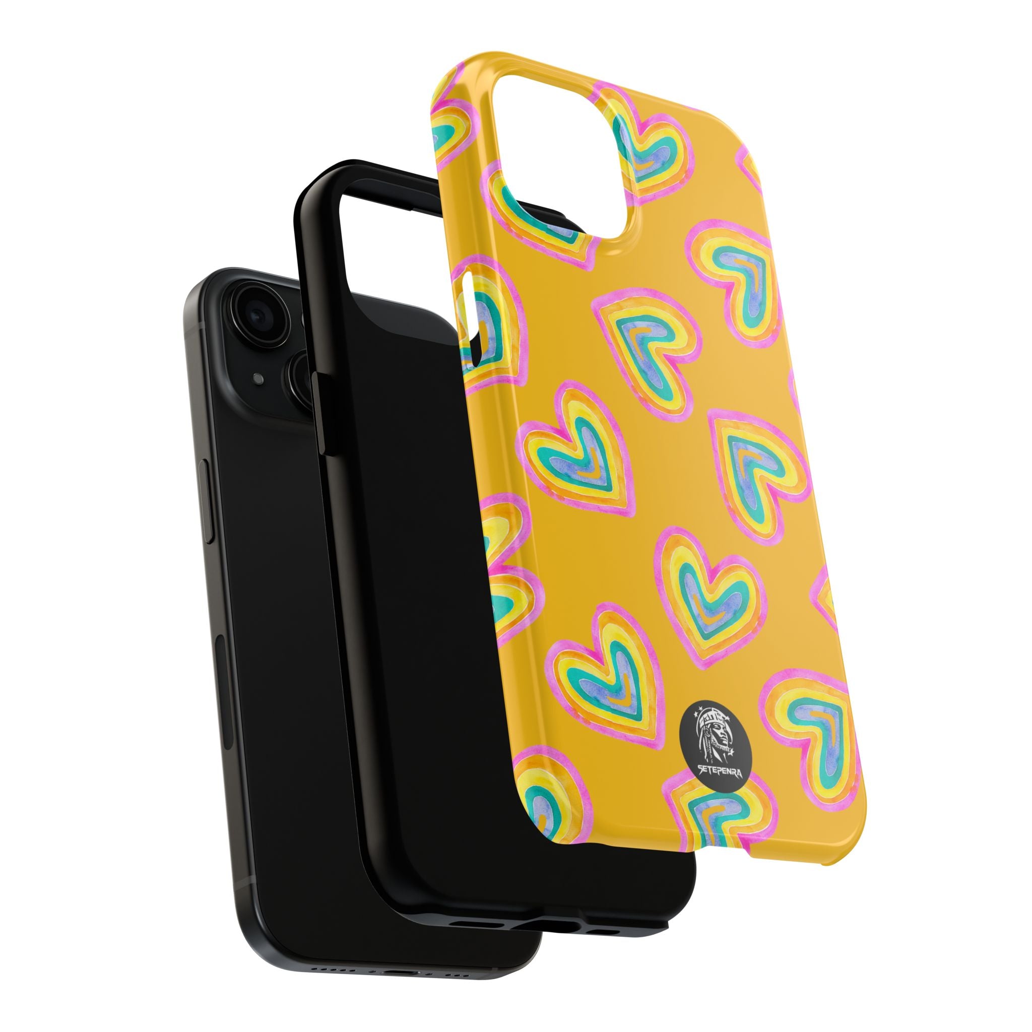 Rainbow Heart Tough Phone Case (For iPhone, Galaxy & More) - Yellow