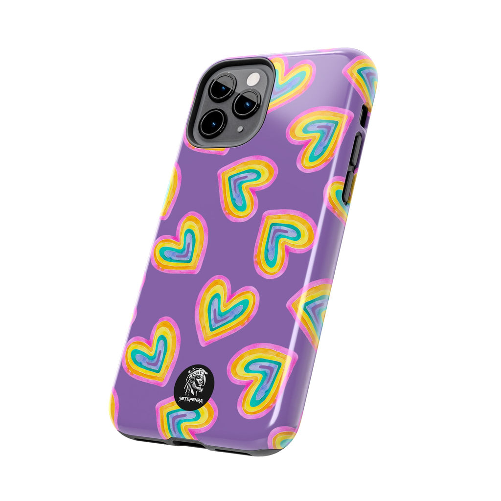 Rainbow Heart Tough Phone Case (For iPhone, Galaxy & More) - Light Purple
