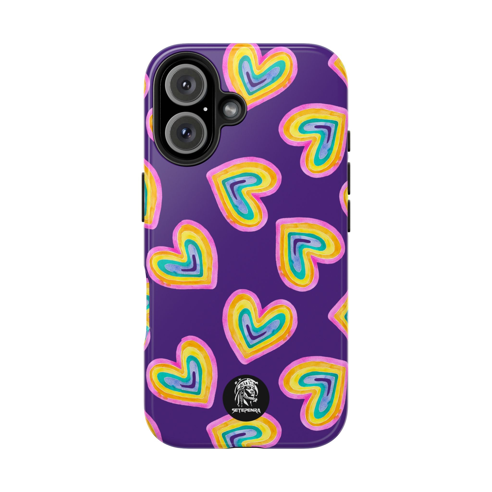 Rainbow Heart Tough Phone Case (For iPhone, Galaxy & More) - Purple