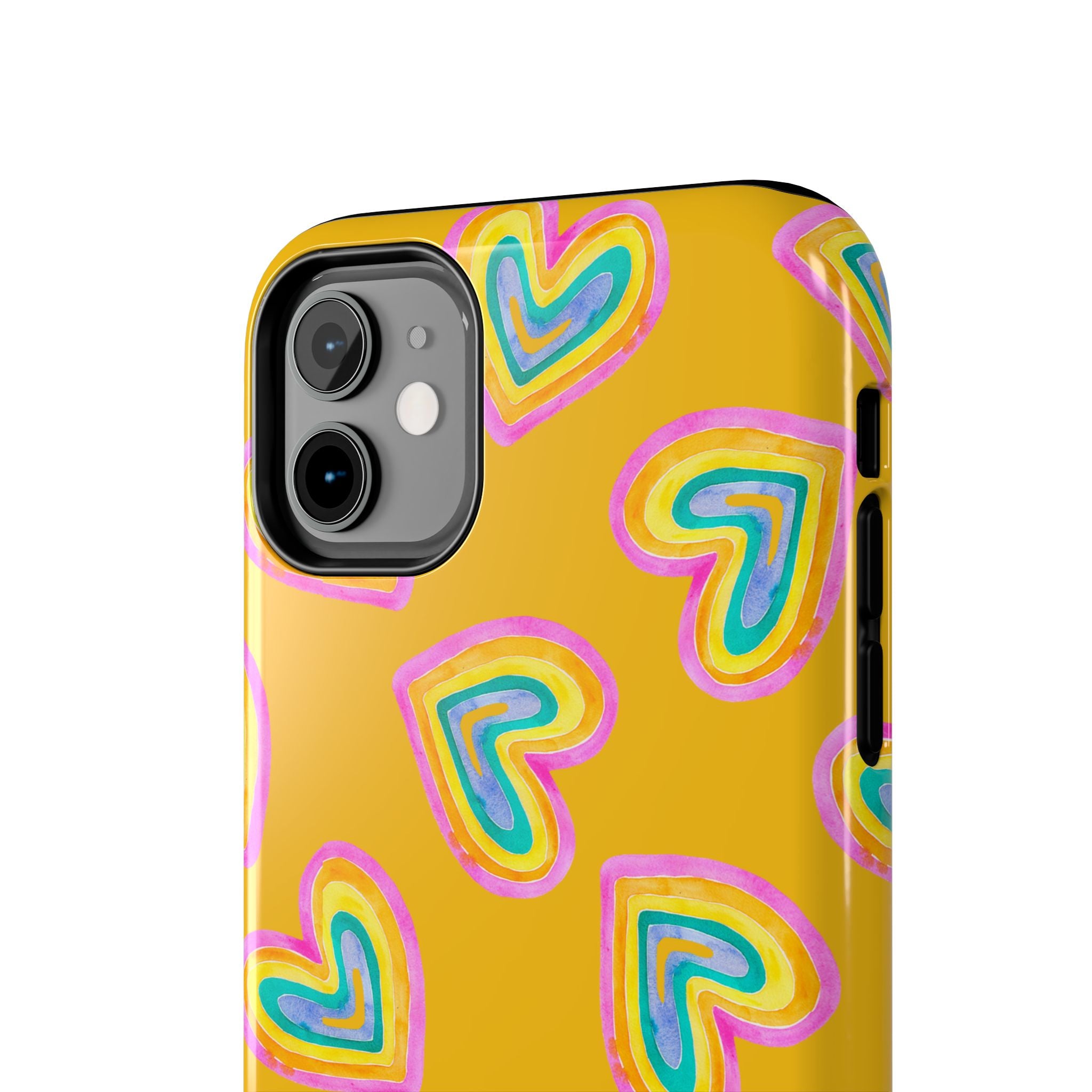 Rainbow Heart Tough Phone Case (For iPhone, Galaxy & More) - Yellow