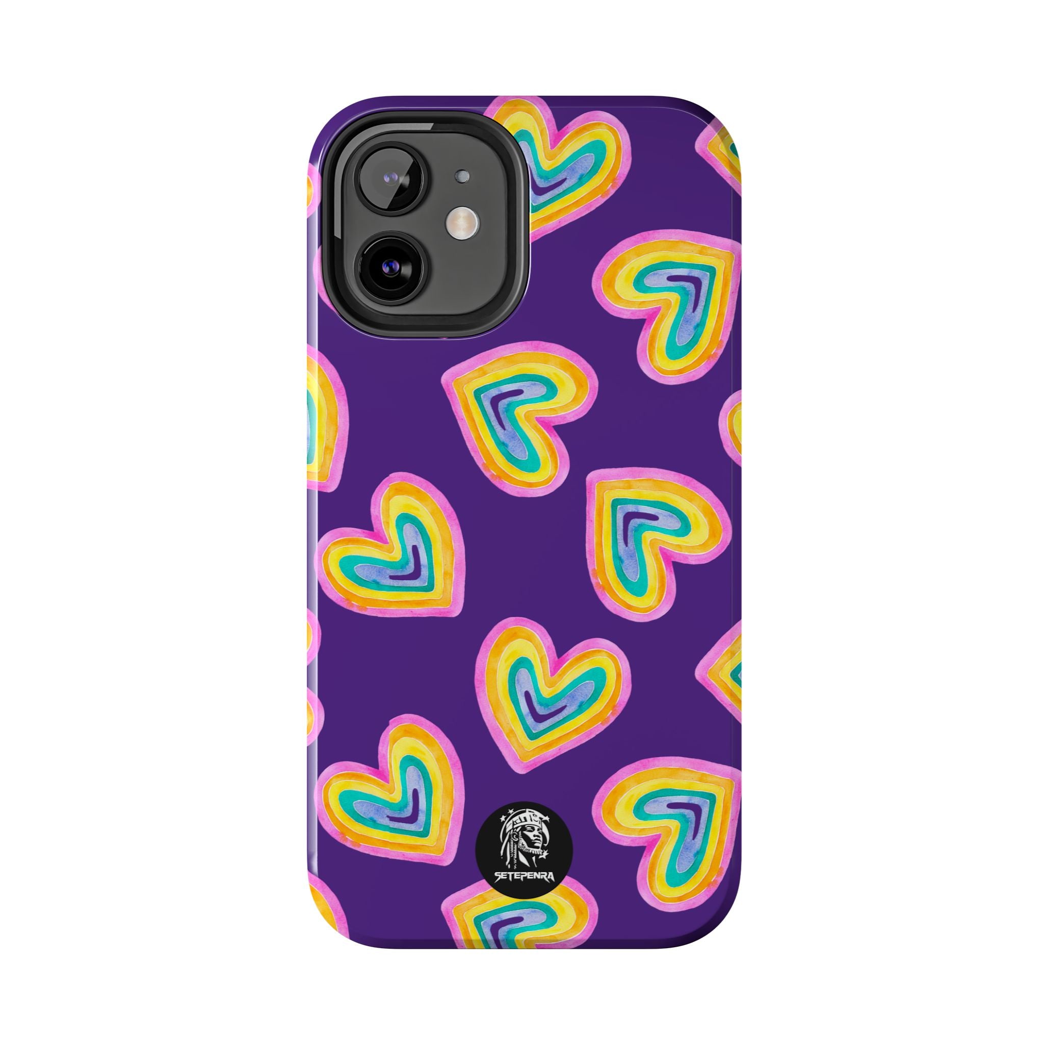 Rainbow Heart Tough Phone Case (For iPhone, Galaxy & More) - Purple
