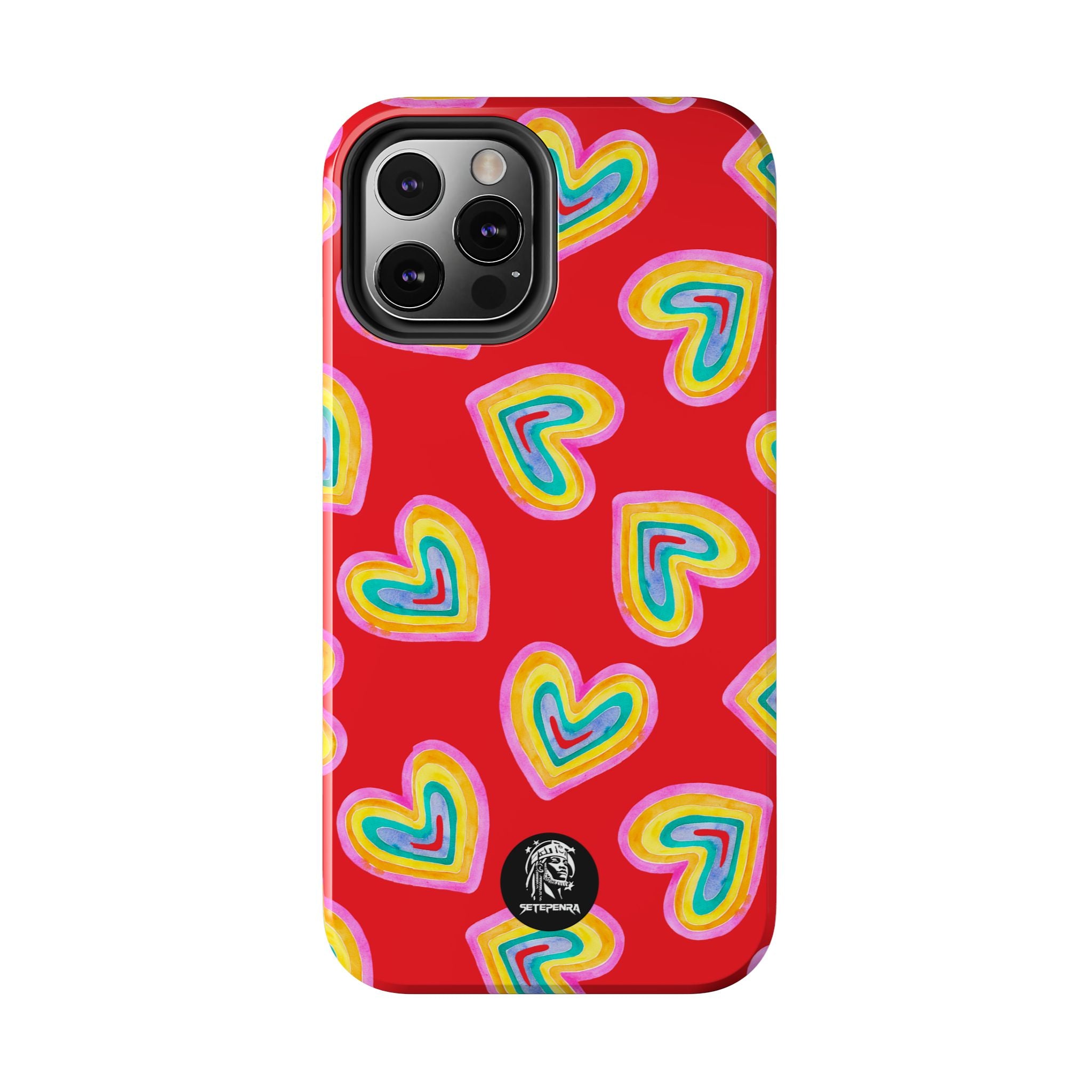 Rainbow Heart Tough Phone Case (For iPhone, Galaxy & More) - Red