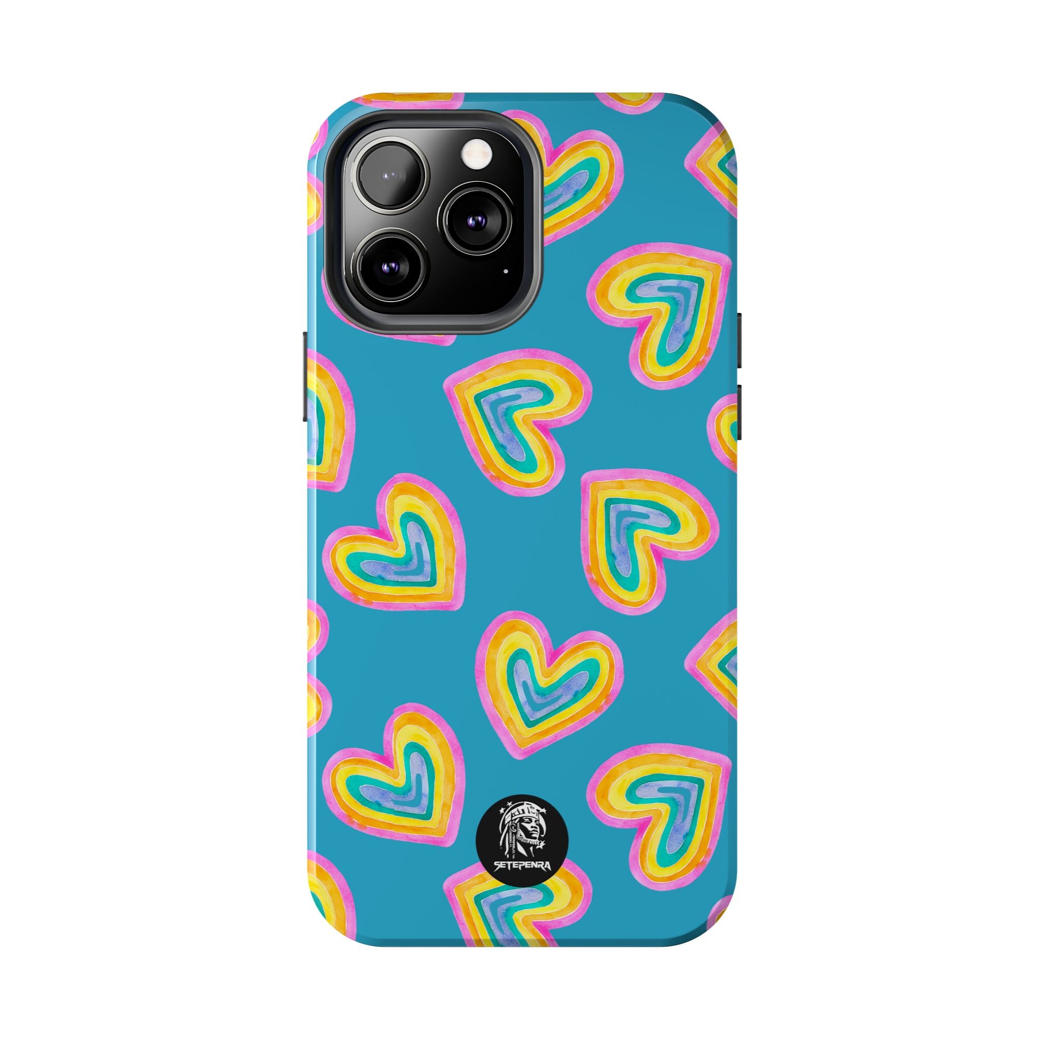 Rainbow Heart Tough Phone Case (For iPhone, Galaxy & More) - Turquoise