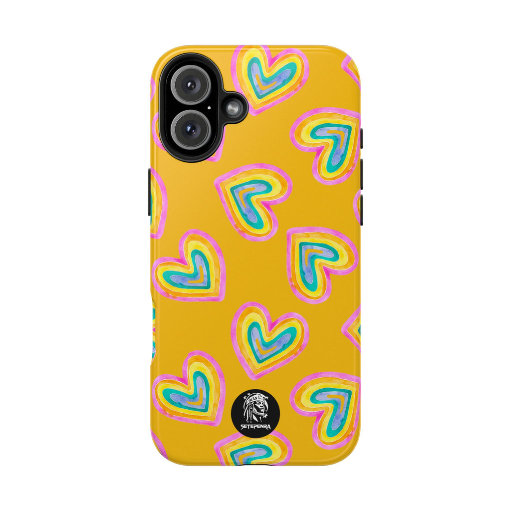 Rainbow Heart Tough Phone Case (For iPhone, Galaxy & More) - Yellow