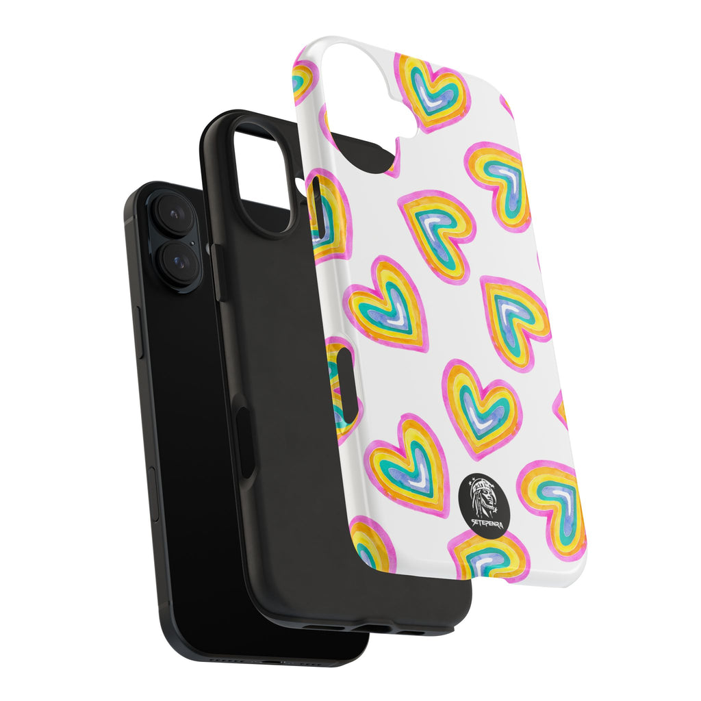 Rainbow Heart Tough Phone Case (For iPhone, Galaxy & More) - White