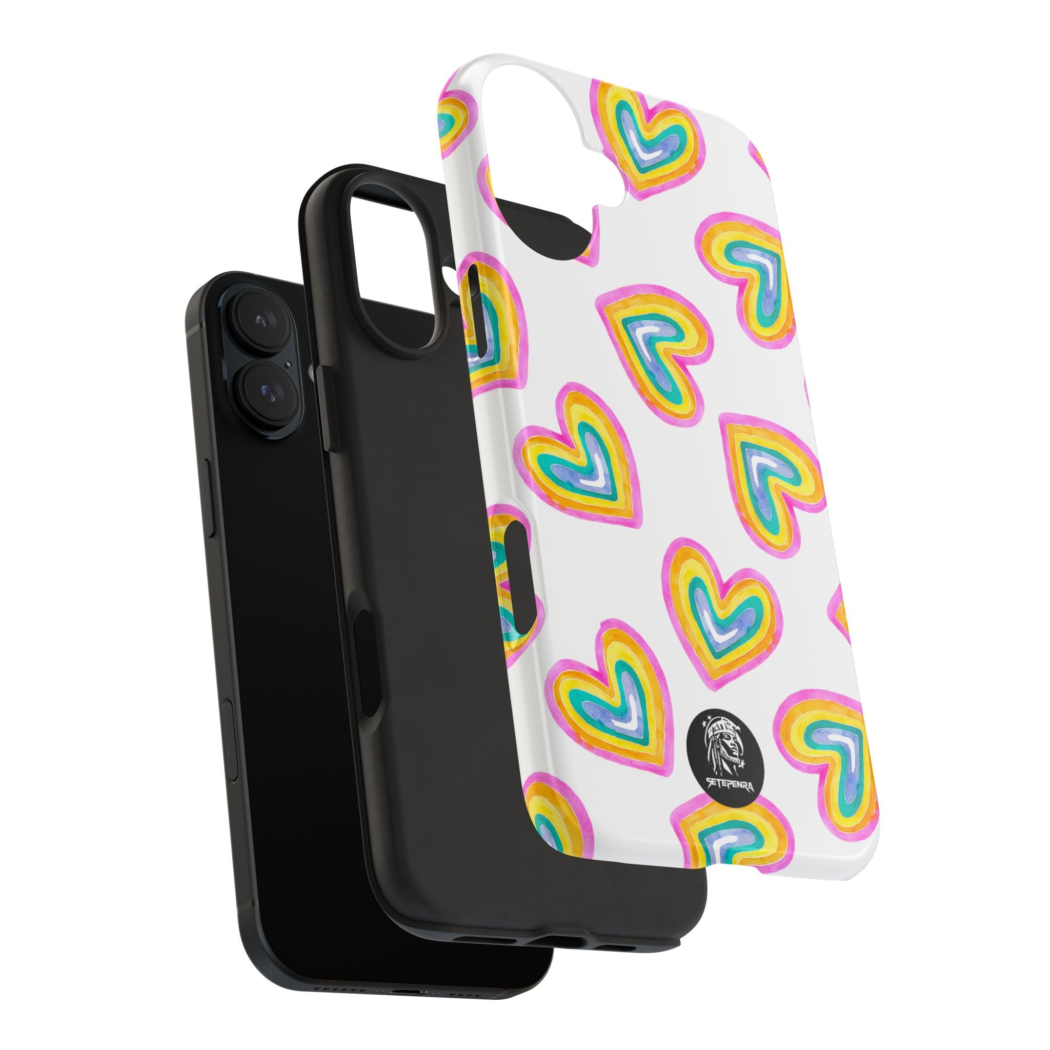 Rainbow Heart Tough Phone Case (For iPhone, Galaxy & More) - White