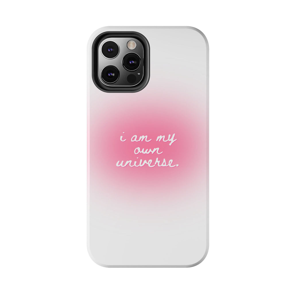 I Am My Own Universe — Pink On White Protective Cover Tough Phone Case