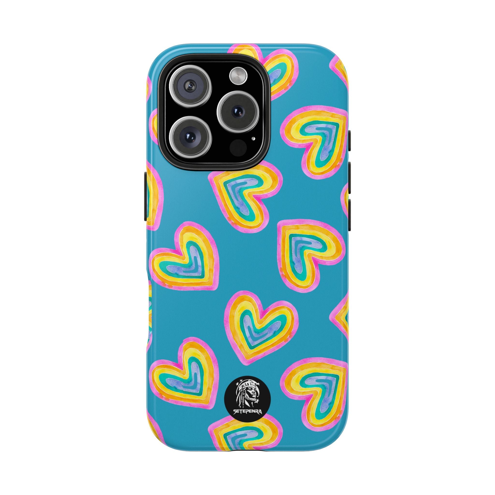 Rainbow Heart Tough Phone Case (For iPhone, Galaxy & More) - Turquoise