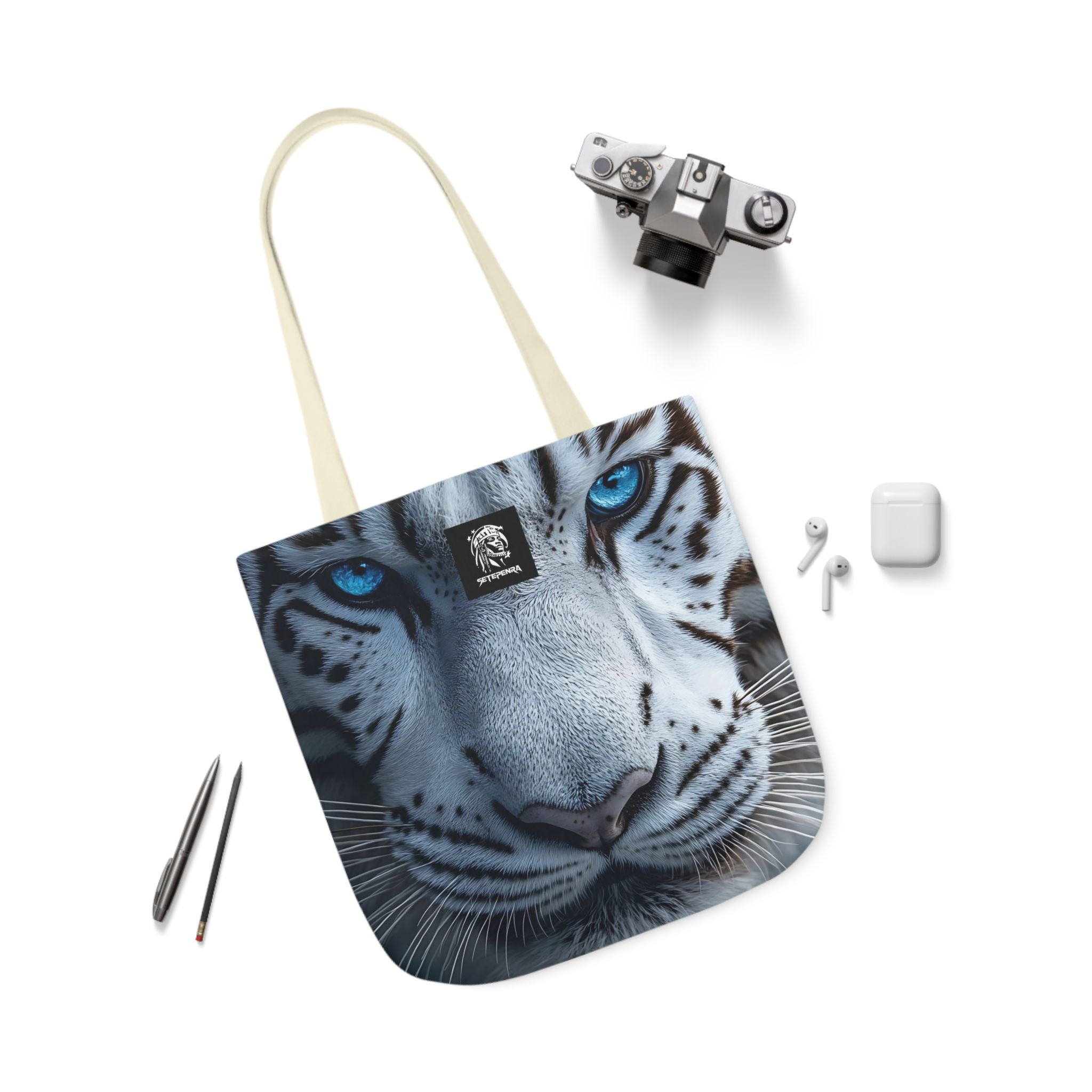 Primal Power Canvas Tote Bag, 5-Color Straps - White Tiger (1st Edition)