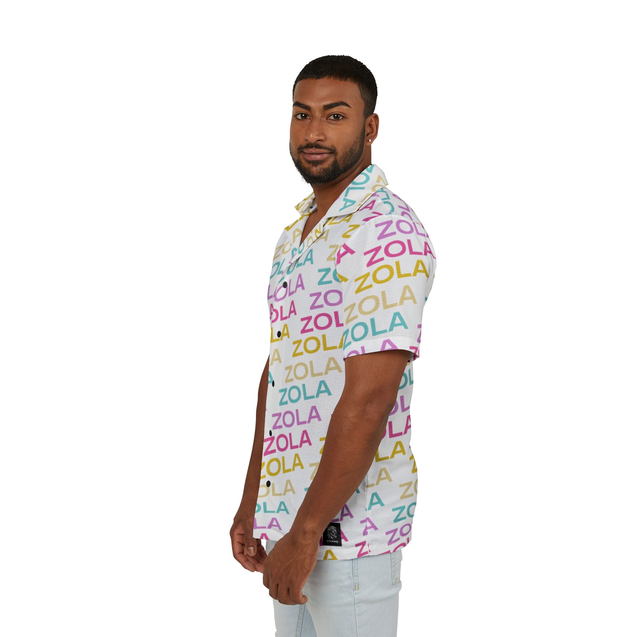 Zola Men's Hawaiian Camp Shirt (White) SETEPENRA All Over Prints.