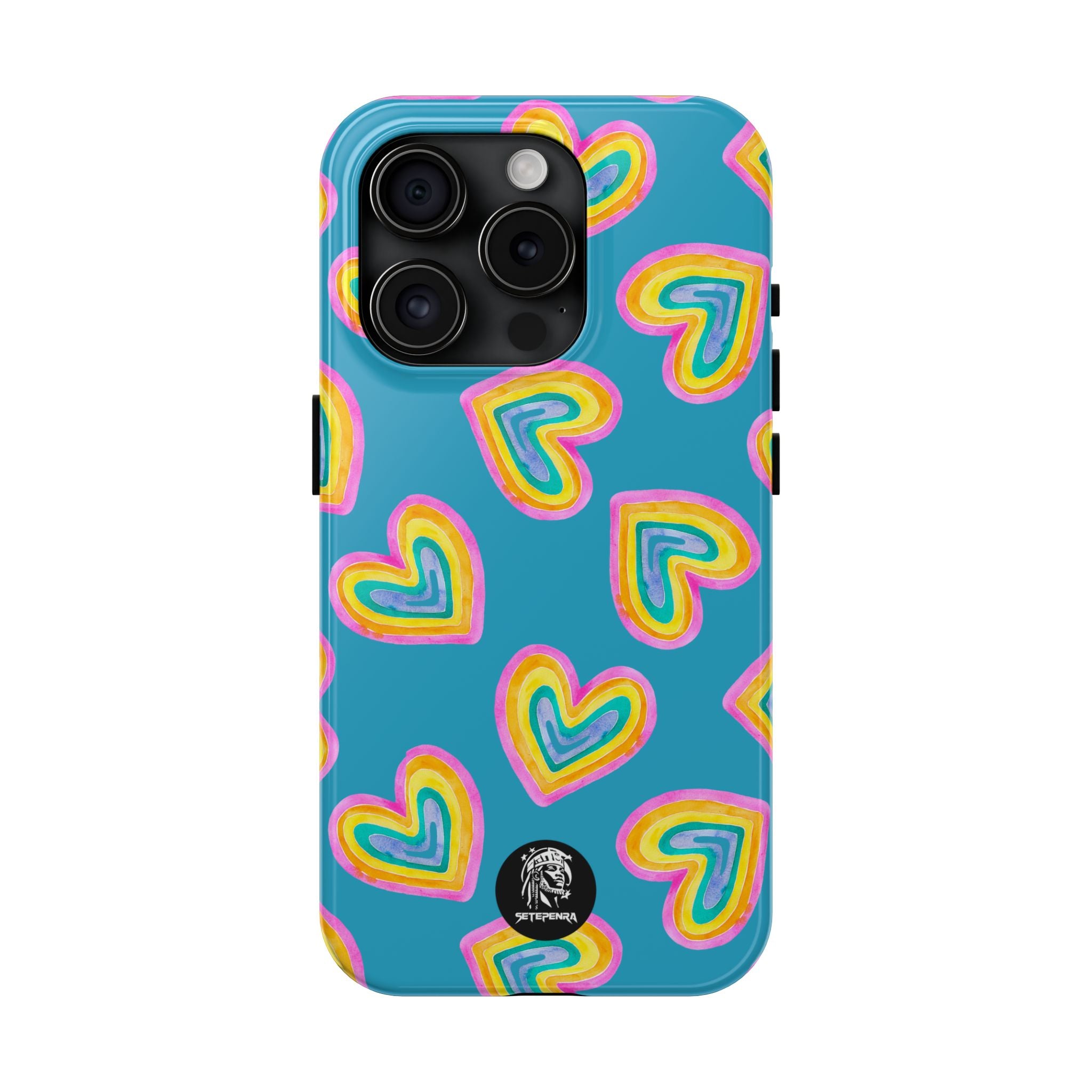 Rainbow Heart Tough Phone Case (For iPhone, Galaxy & More) - Turquoise