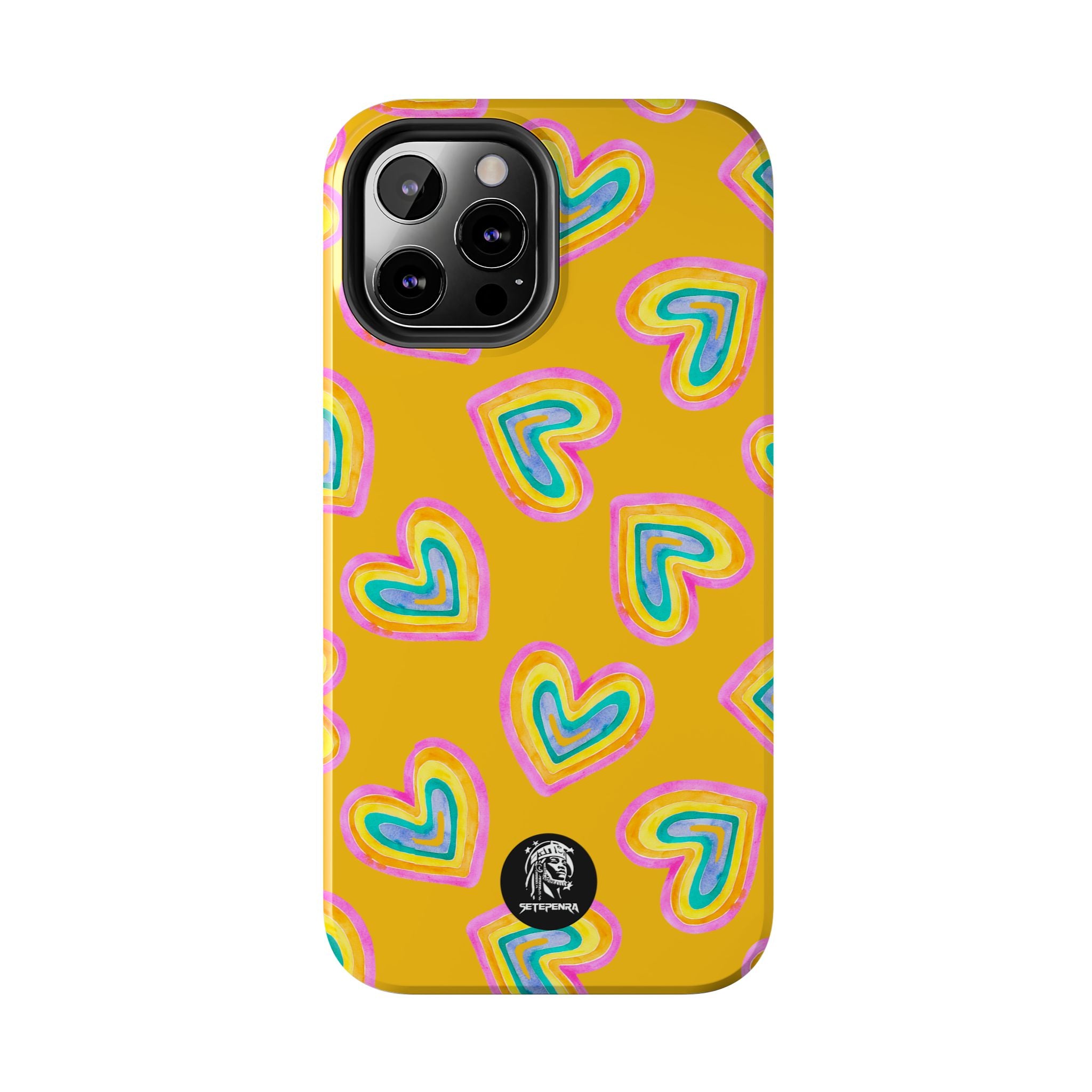 Rainbow Heart Tough Phone Case (For iPhone, Galaxy & More) - Yellow