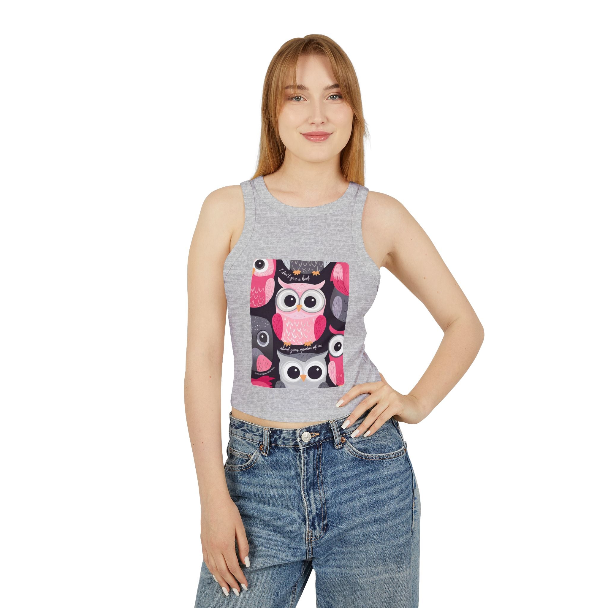 Don't Give A Hoot Women's Micro Rib Racer Tank Top
