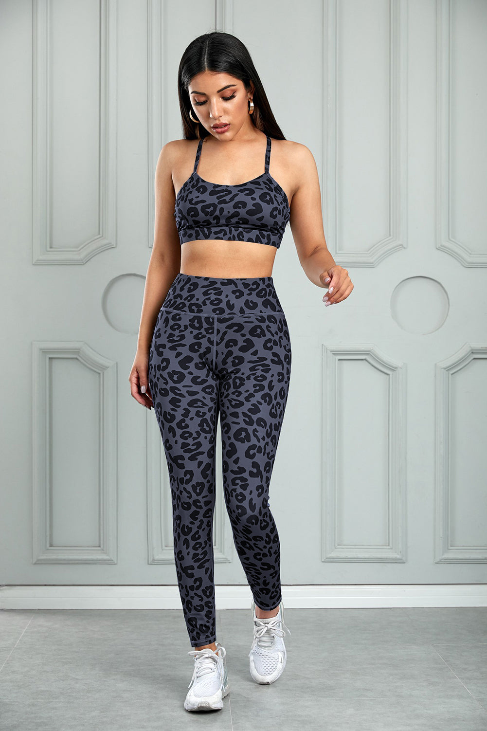Leopard Cutout Sports Bra and Leggings Set SETEPENRA .