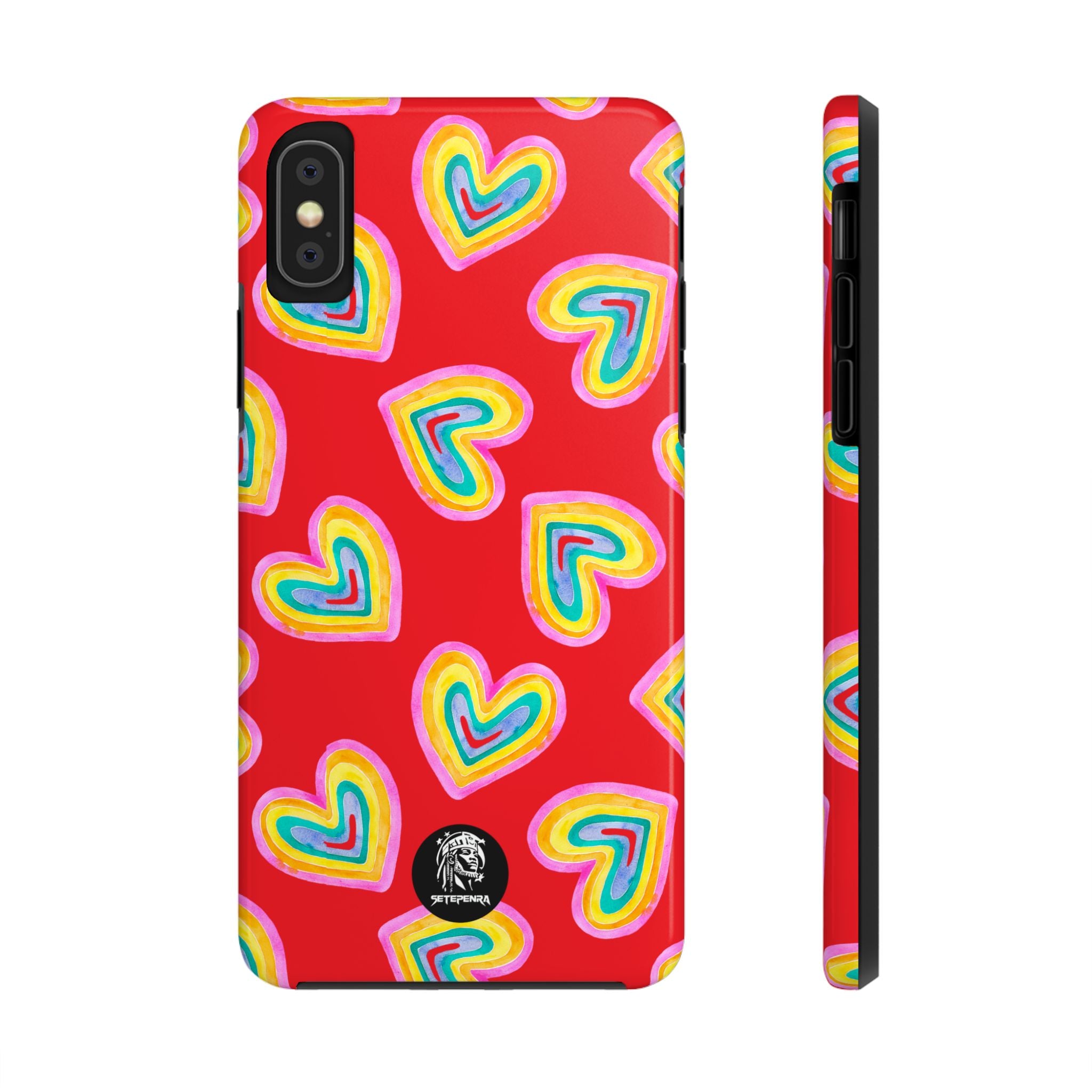 Rainbow Heart Tough Phone Case (For iPhone, Galaxy & More) - Red SETEPENRA Phone Case.