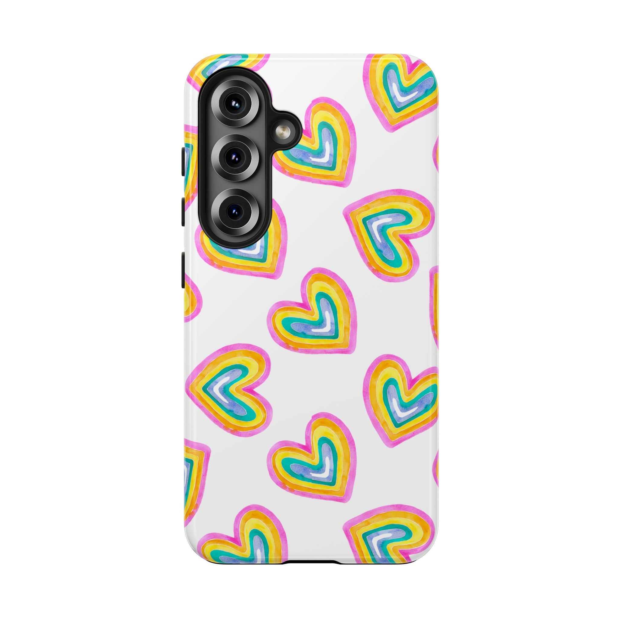 Rainbow Heart Tough Phone Case — Durable Cute Protective Phone Cover