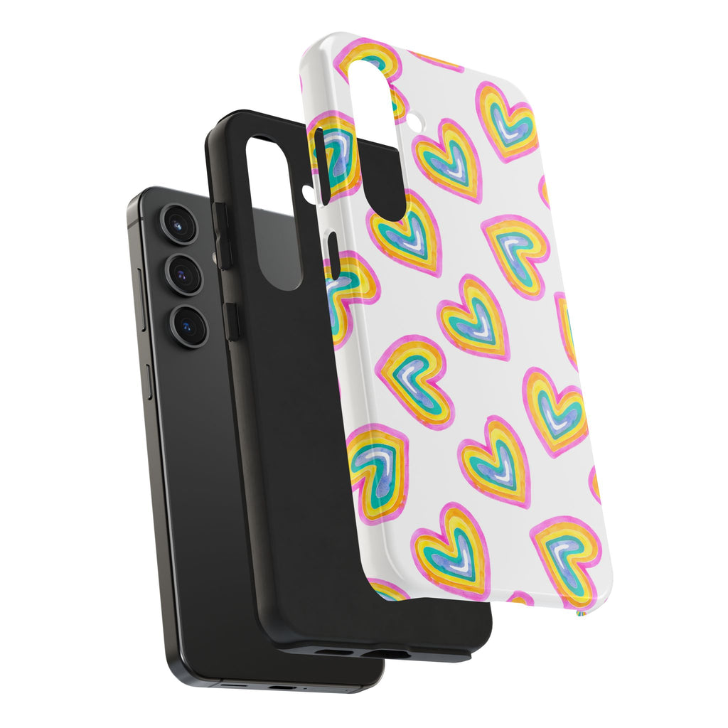Rainbow Heart Tough Phone Case — Durable Cute Protective Phone Cover