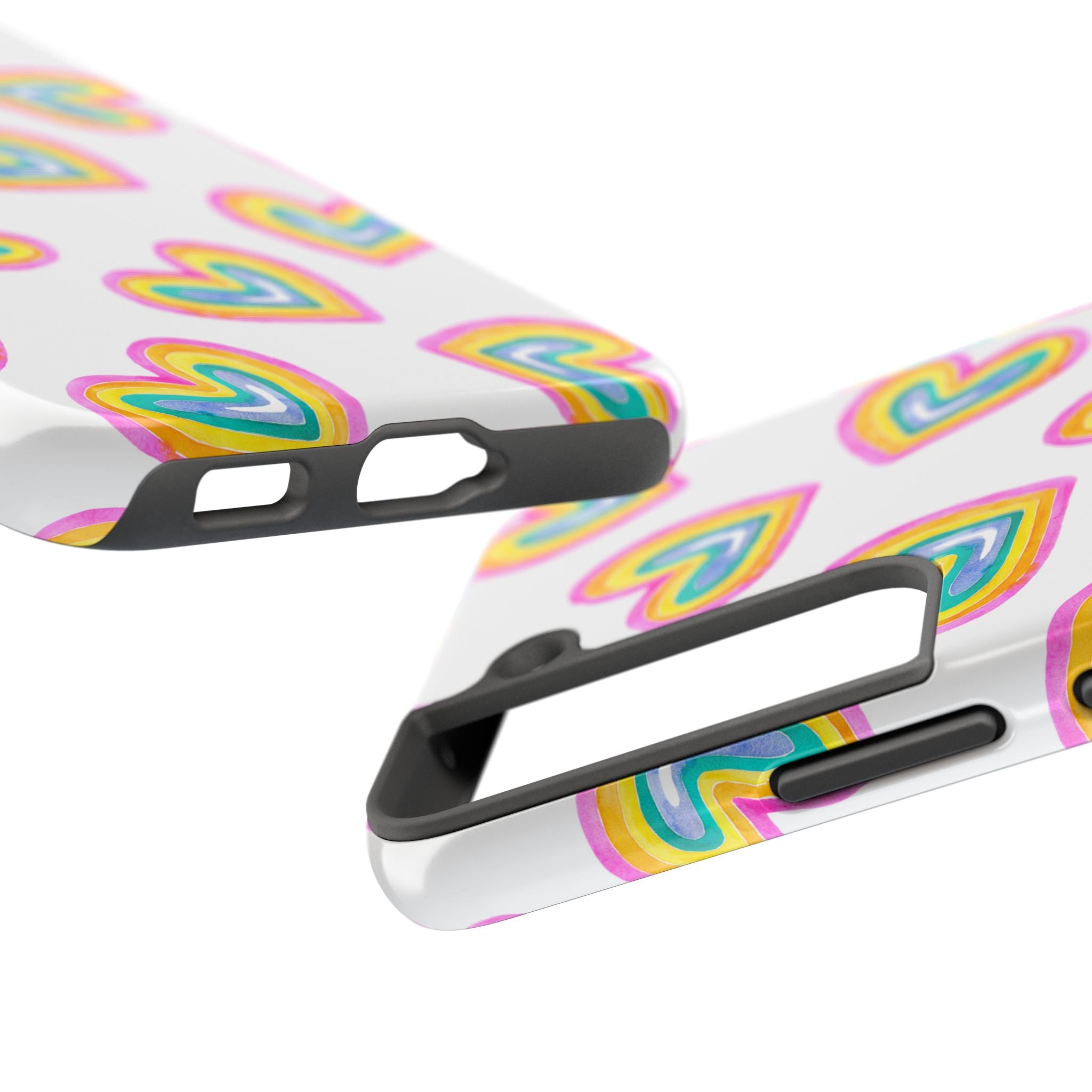 Rainbow Heart Tough Phone Case — Durable Cute Protective Phone Cover