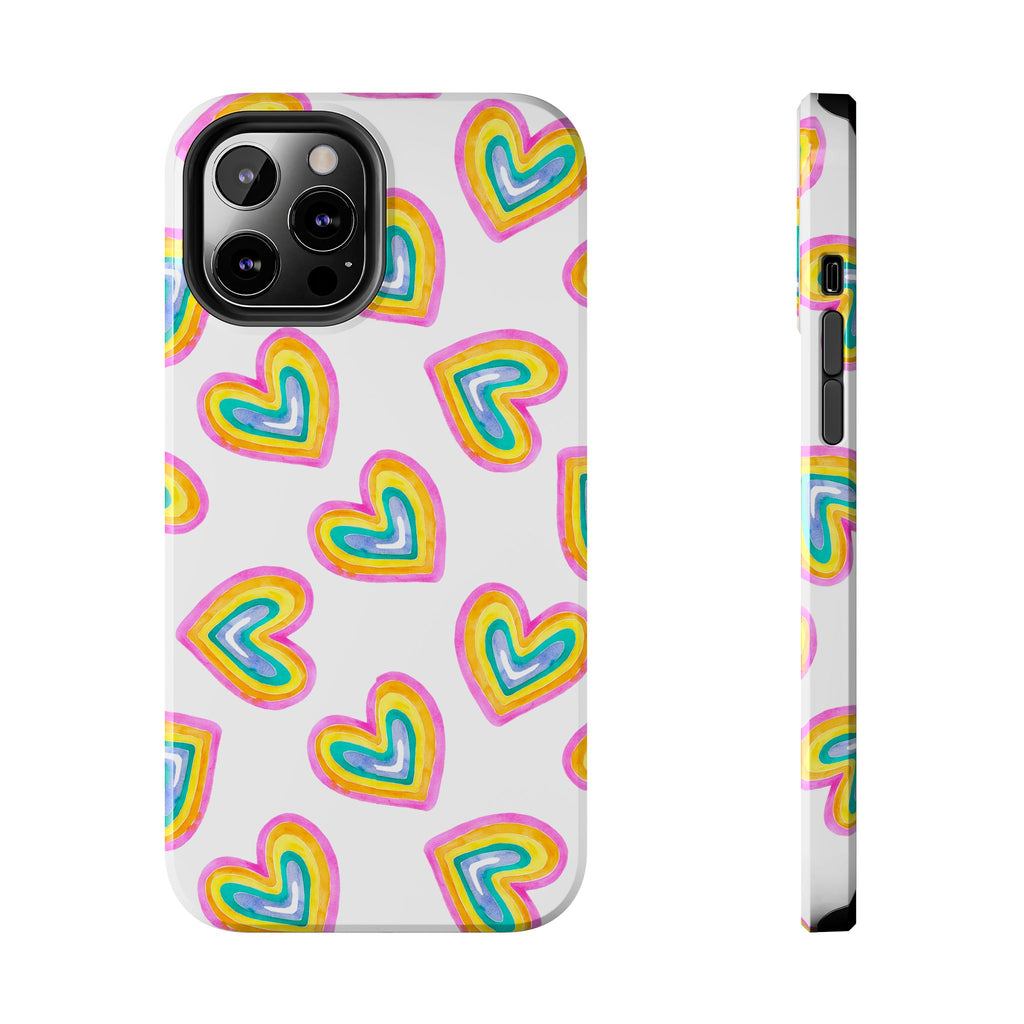 Rainbow Heart Tough Phone Case — Durable Cute Protective Phone Cover