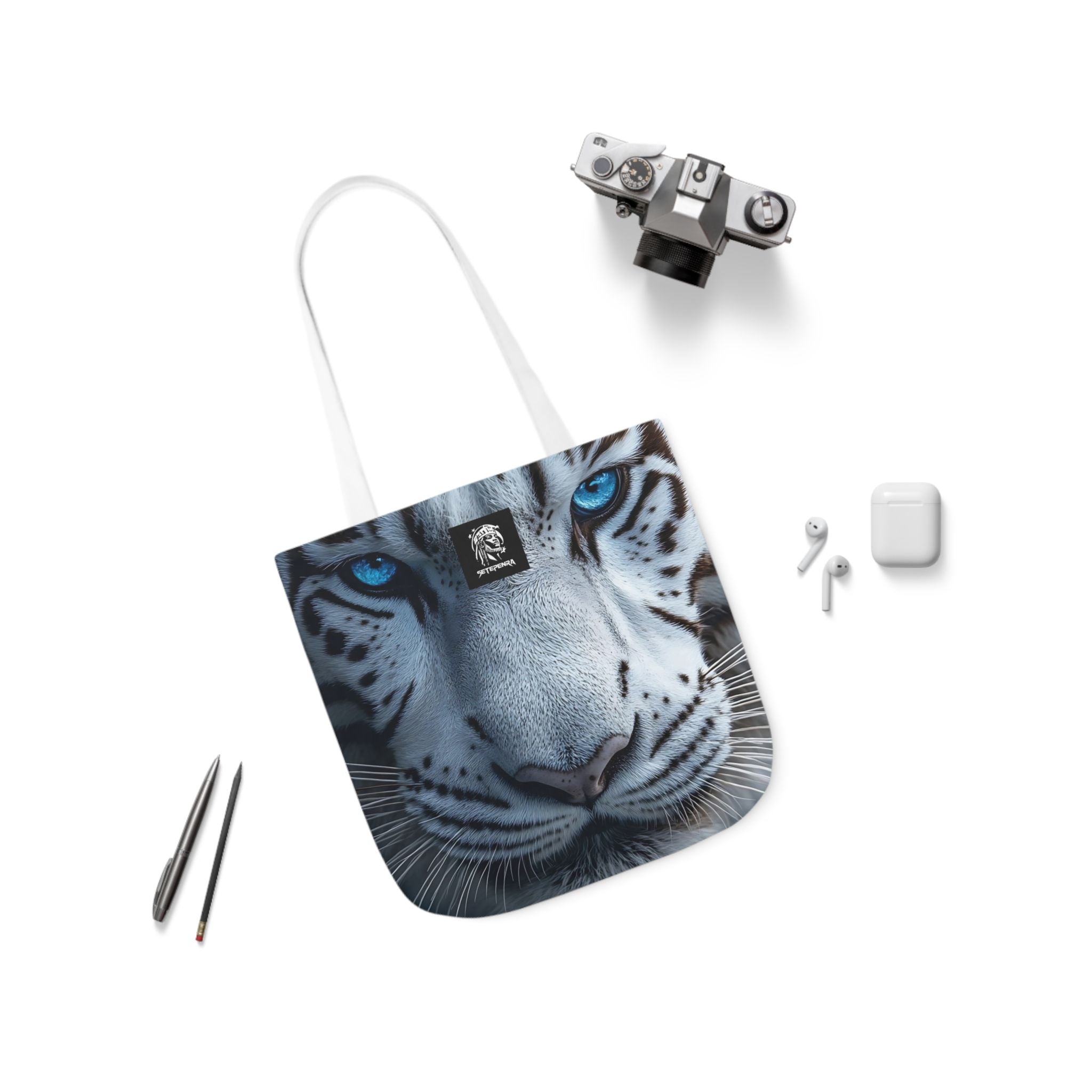 Primal Power Canvas Tote Bag, 5-Color Straps - White Tiger (1st Edition)