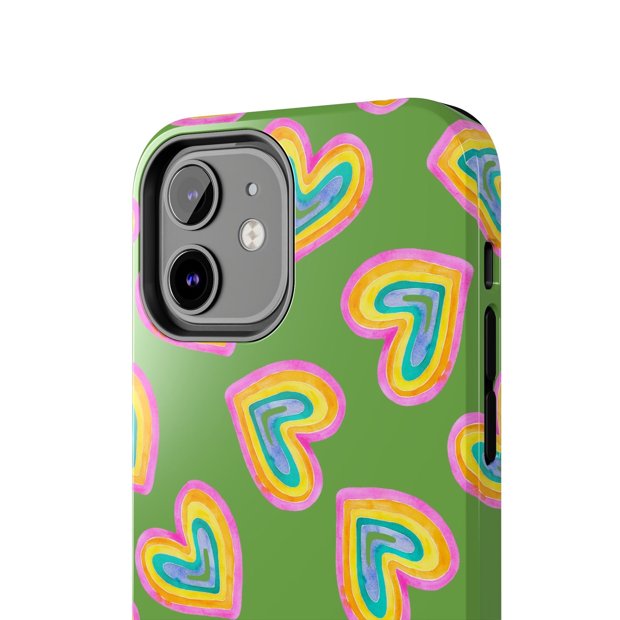 Rainbow Heart Tough Phone Case (For iPhone, Galaxy & More) - Green