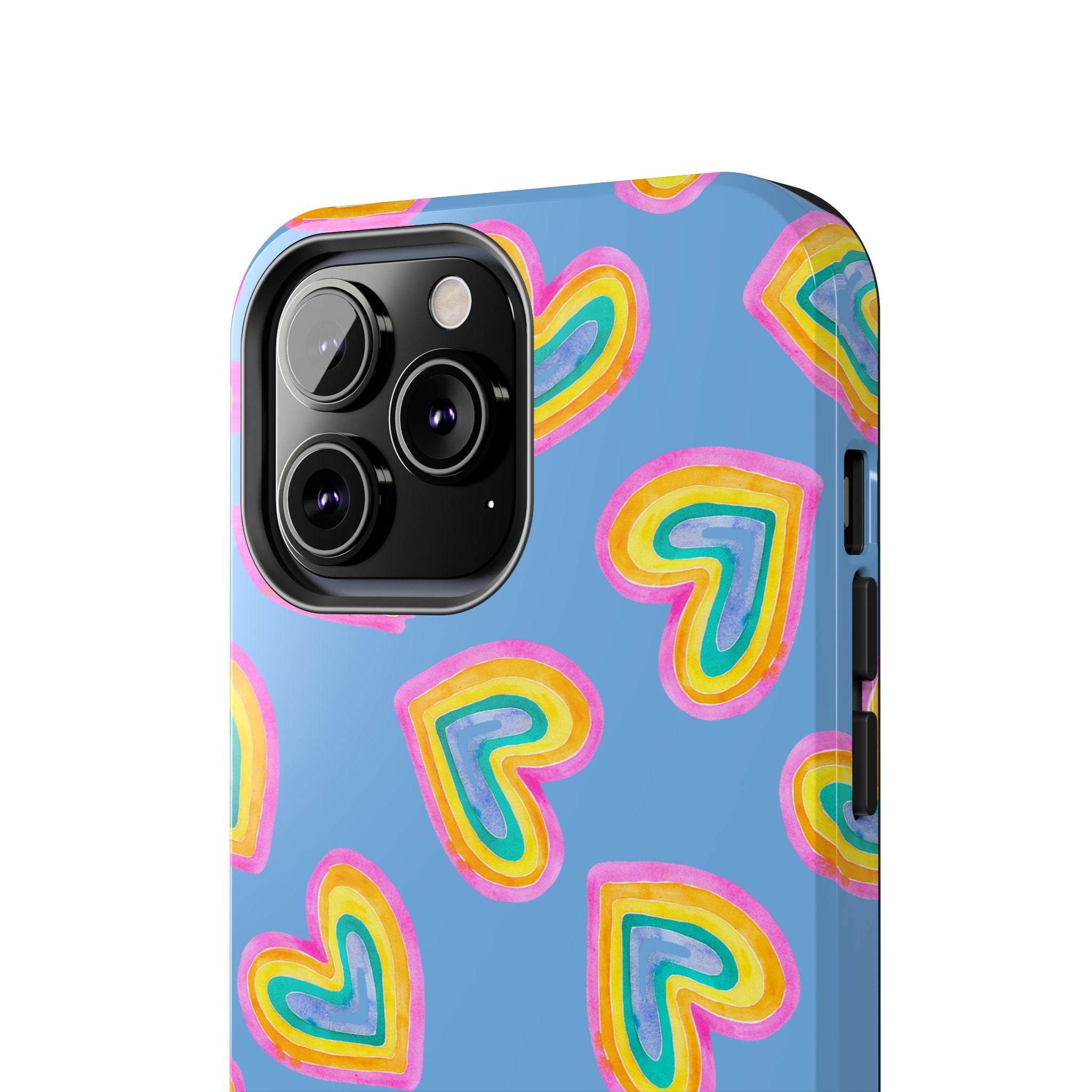 Rainbow Heart Tough Phone Case (For iPhone, Galaxy & More) - Light Blue