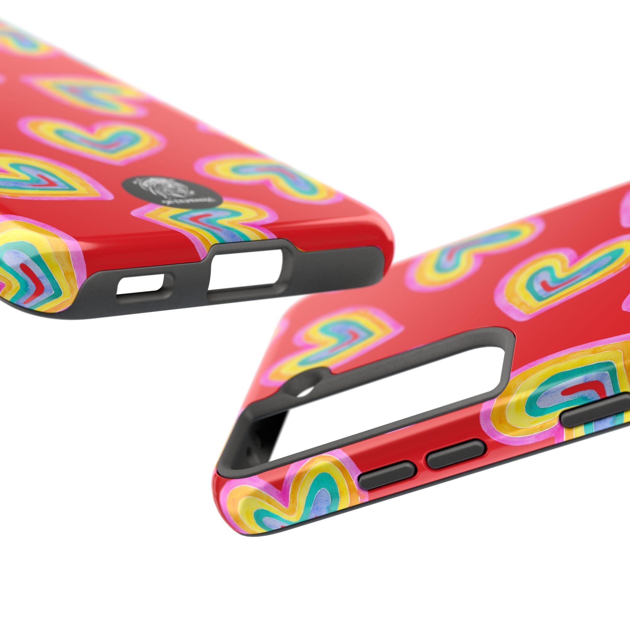 Rainbow Heart Tough Phone Case (For iPhone, Galaxy & More) - Red